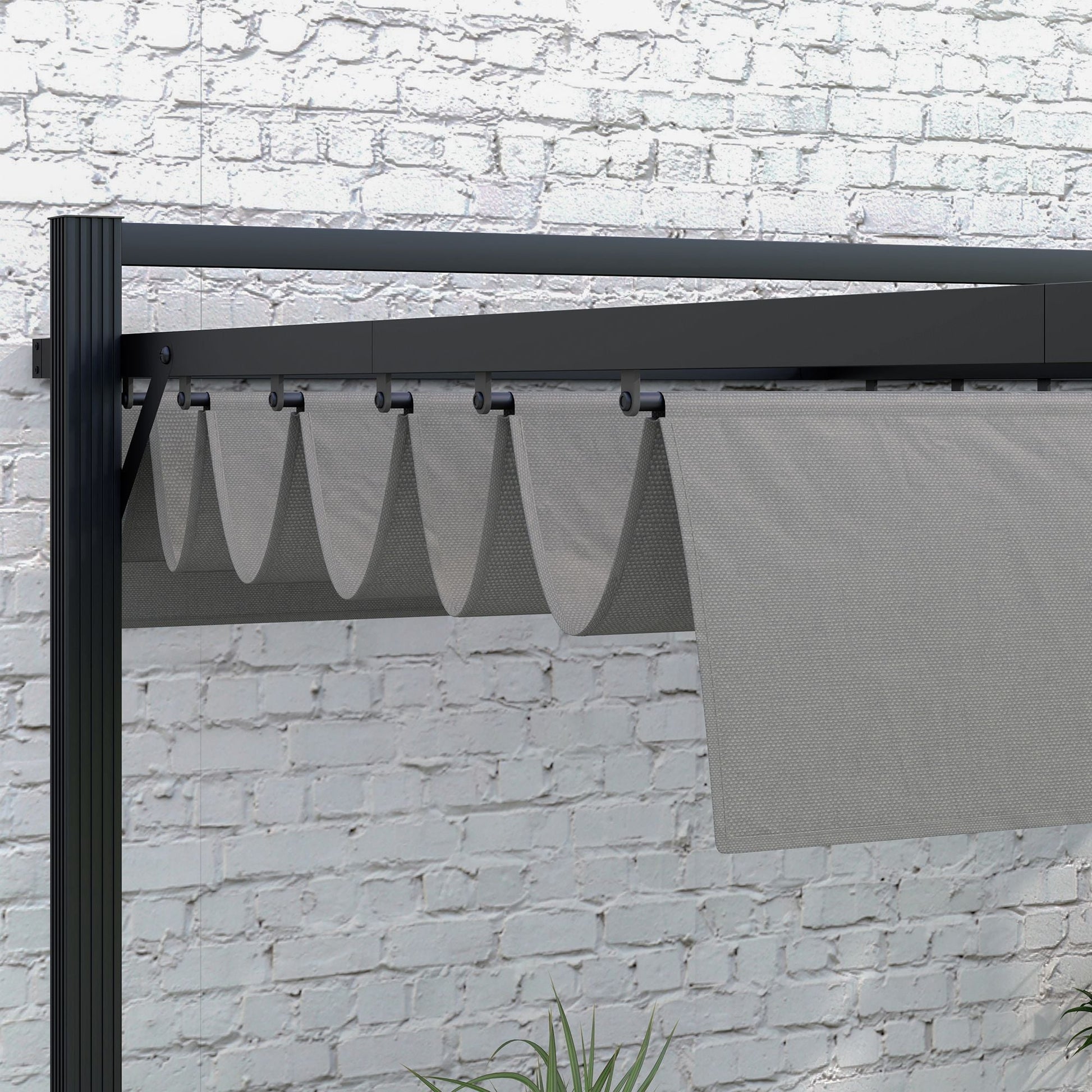 3 x 4m Pergola with Retractable Roof Canopy, Aluminium Frame Garden Gazebo Outdoor Sun Shade Shelter for Grill, Patio, Deck, Dark Grey