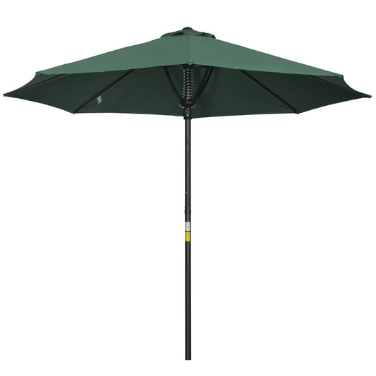 Garden 3(m) Parasol Umbrella, Outdoor Market Table Umbrella Sun Shade Canopy with 8 Ribs, Easy Push to Open, Green