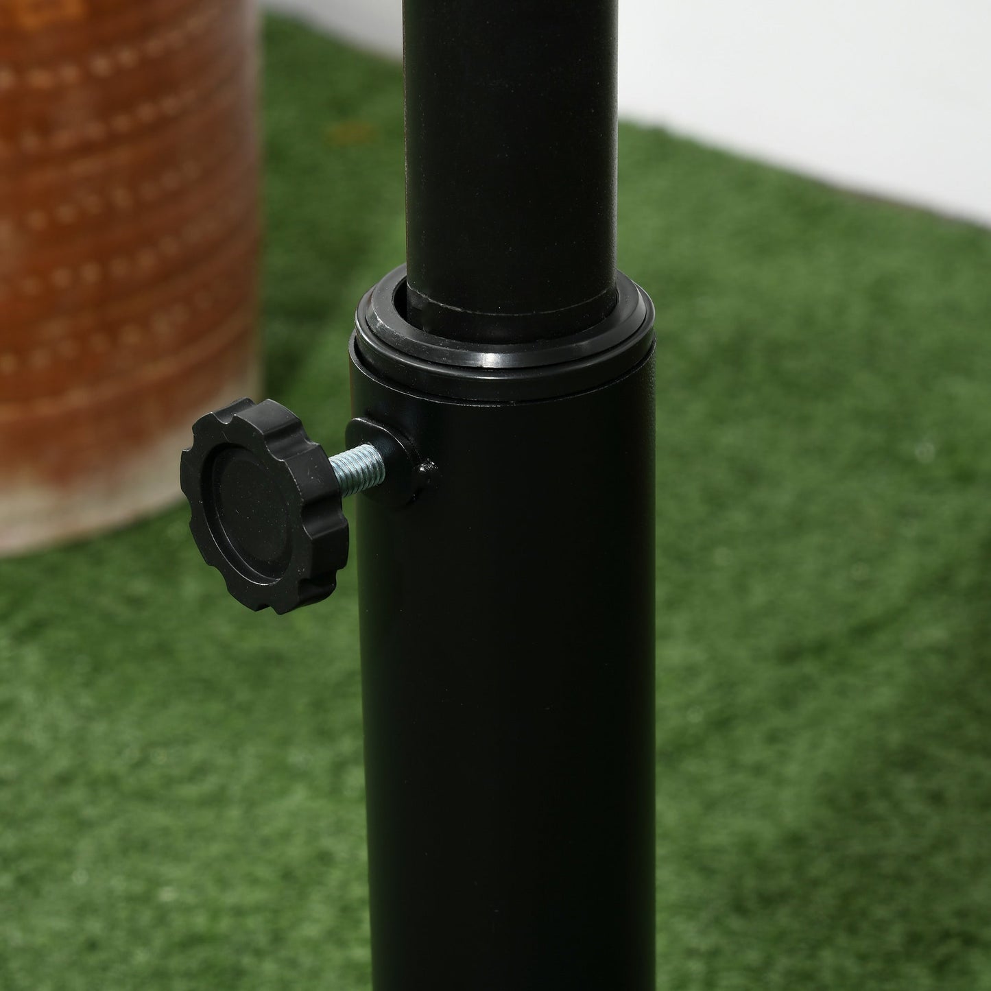 11.5 kg Round Cement Parasol Base, Umbrella Stand Holder with Rattan Style Pattern for 38, 48 mm Poles for Outdoor, Garden, Black