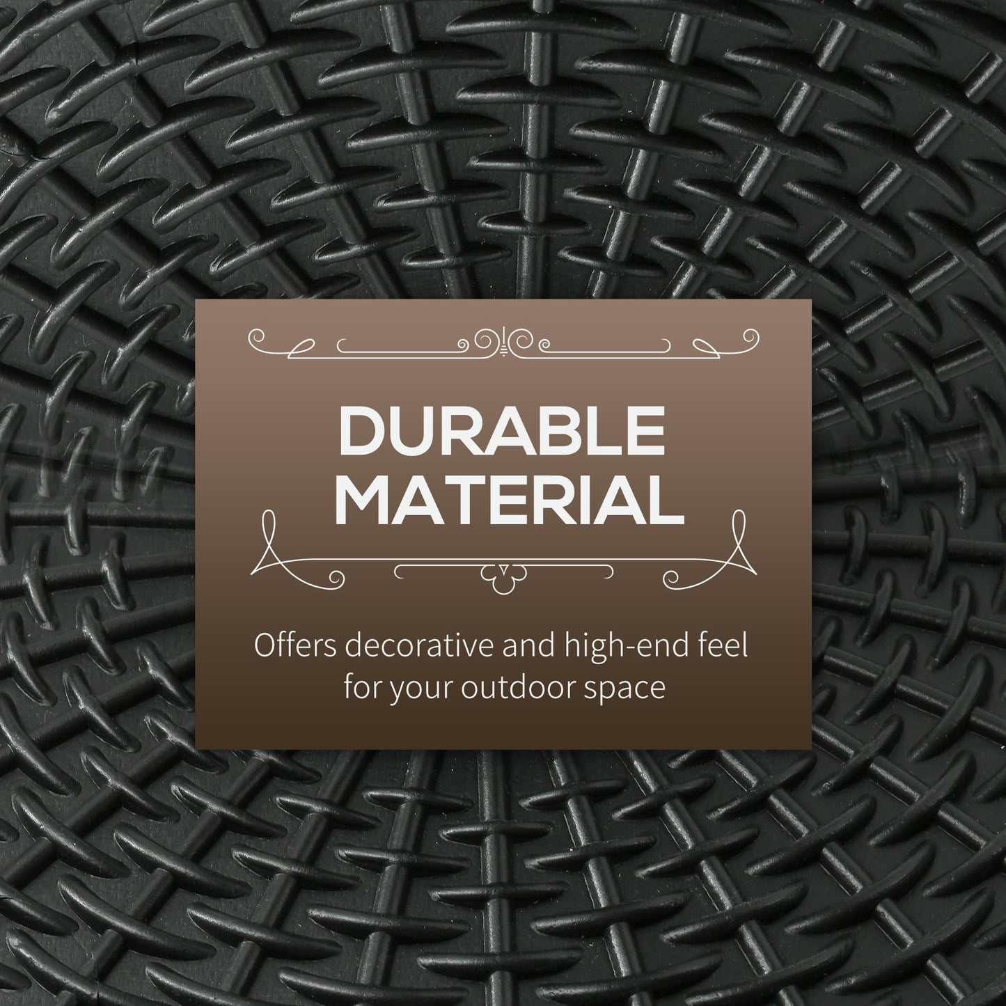 11.5 kg Round Cement Parasol Base, Umbrella Stand Holder with Rattan Style Pattern for 38, 48 mm Poles for Outdoor, Garden, Black