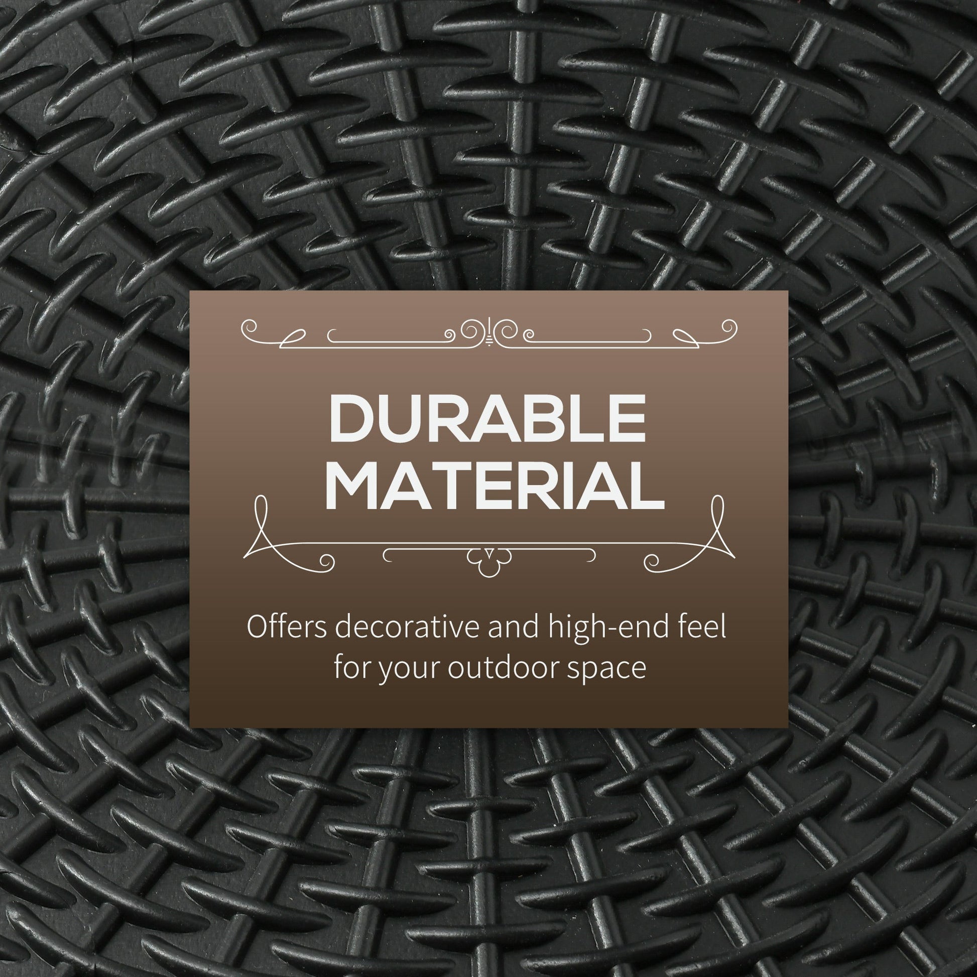 11.5 kg Round Cement Parasol Base, Umbrella Stand Holder with Rattan Style Pattern for 38, 48 mm Poles for Outdoor, Garden, Black