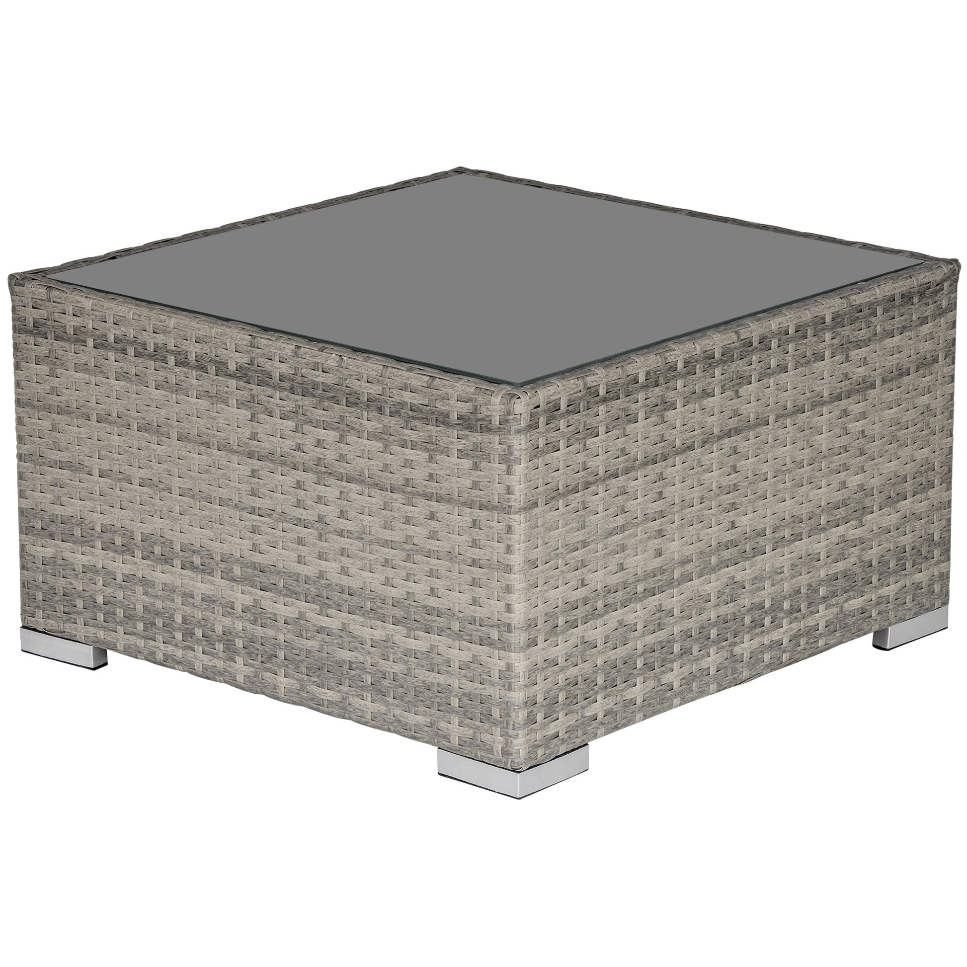 Patio Rattan Coffee Table Ready to Use Outdoor Furniture Suitable for Garden Backyard, Grey