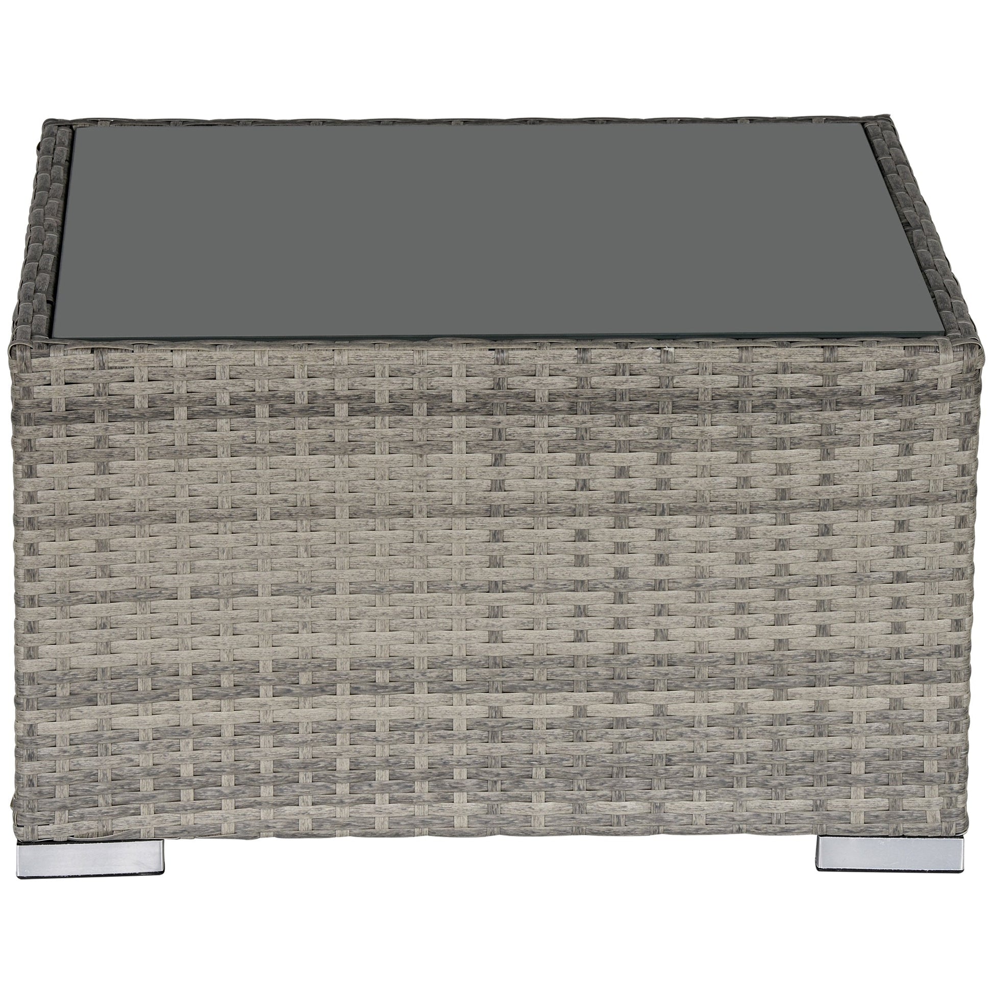 Patio Rattan Coffee Table Ready to Use Outdoor Furniture Suitable for Garden Backyard, Grey