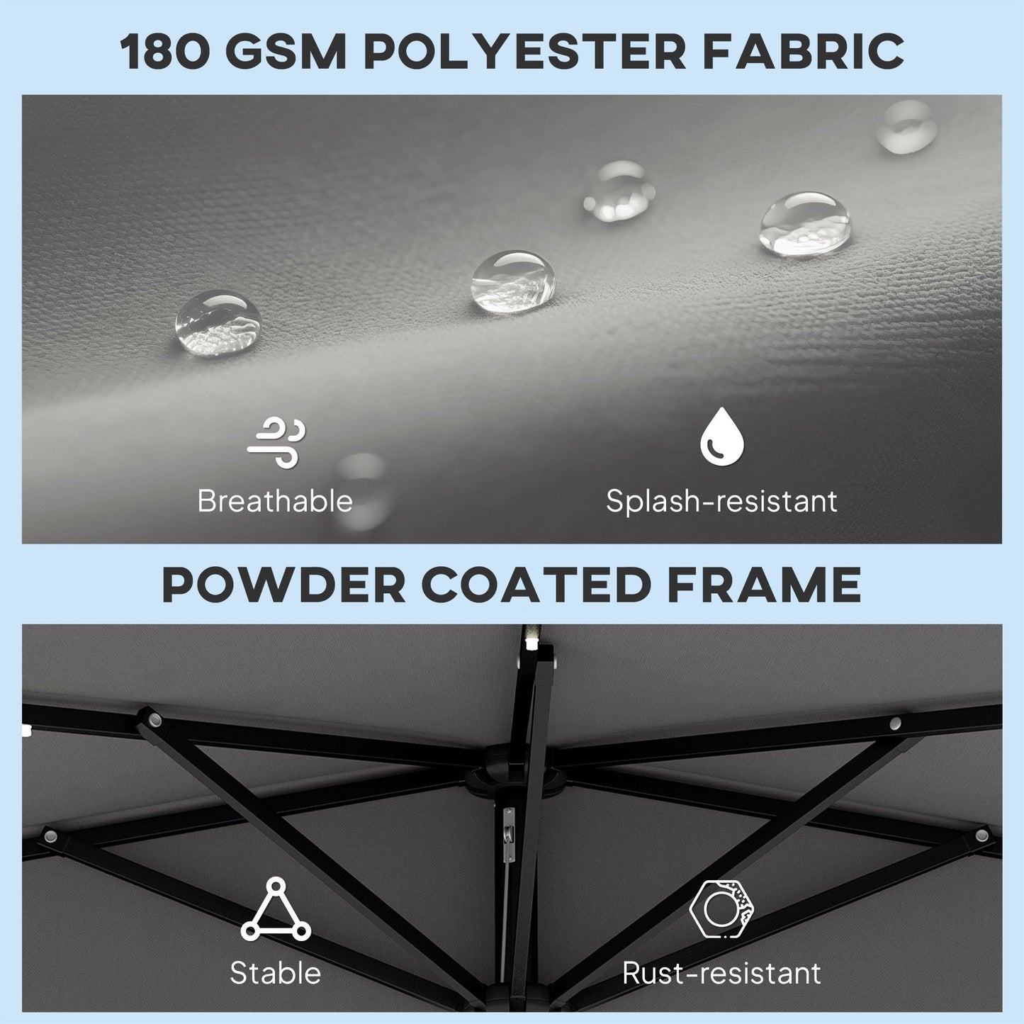 2.6 m Half Garden Parasol with Solar LED Lights, UPF50+ Semi Round Umbrella with 30° Tilt, Crank Handle, Metal Frame for Balcony, Dark Grey