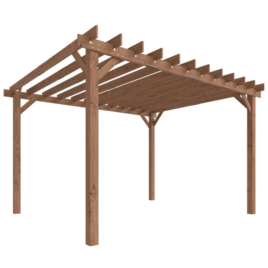 3.6 x 3 m Wooden Pergola Kit, Garden Pergola Gazebo Grape Trellis with Triangle Supports, Crossing Beams for Climbing Vines, Flowers, Sun Shade Shelter for Grill, Patio, Maple Wood-effect