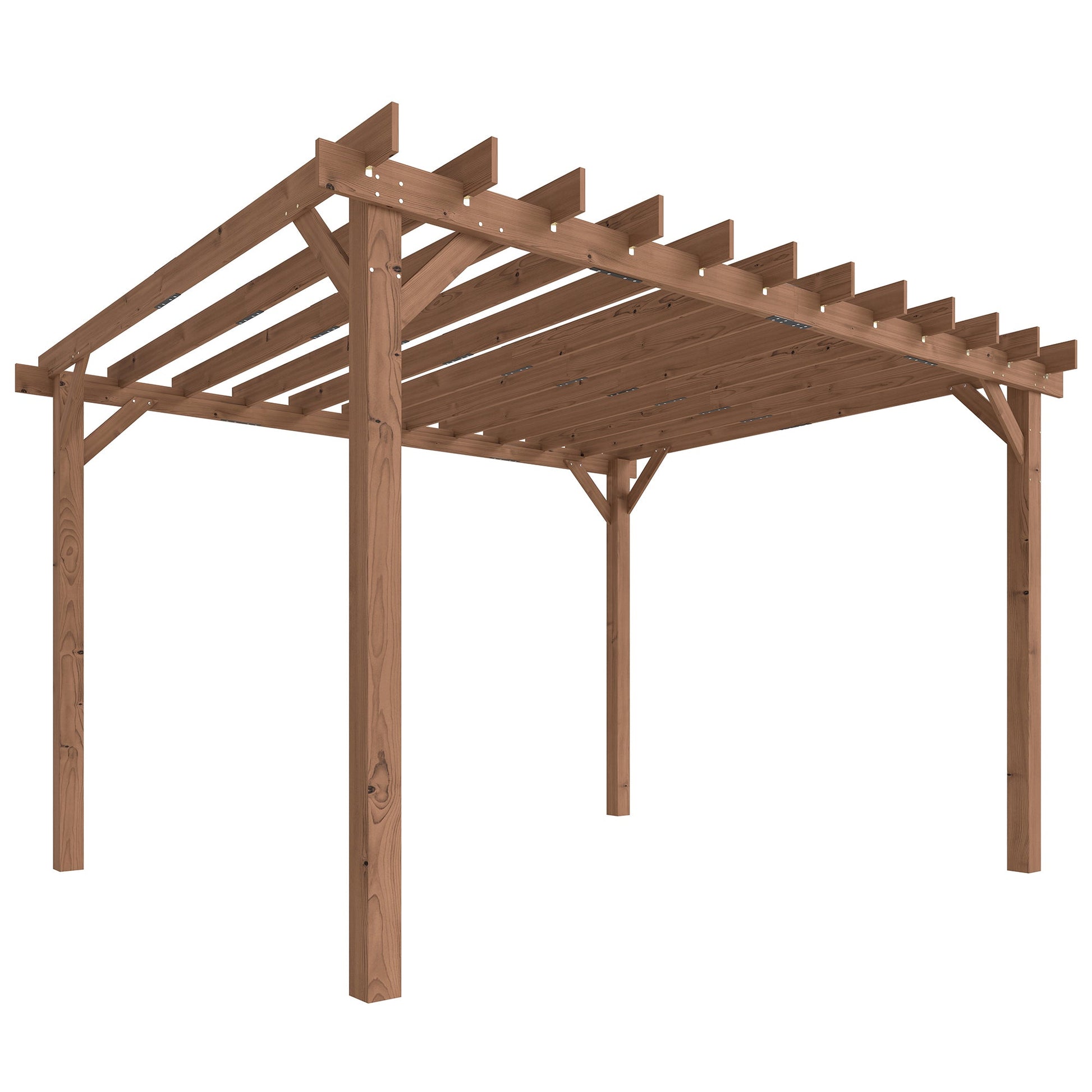 3.6 x 3 m Wooden Pergola Kit, Garden Pergola Gazebo Grape Trellis with Triangle Supports, Crossing Beams for Climbing Vines, Flowers, Sun Shade Shelter for Grill, Patio, Maple Wood-effect