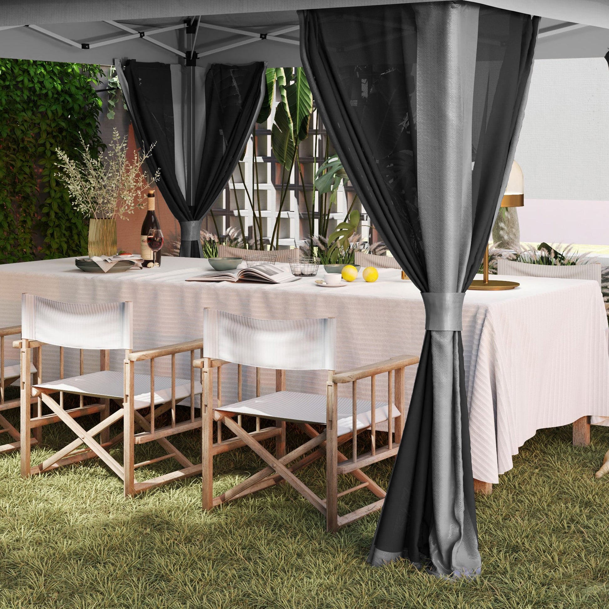 3.6 x 3.6m Pop Up Gazebo with Mesh Sides, UPF50+ Height Adjustable Party Tent Instant Event Shelter with Wheeled Carry Bag and Sand Bags for Garden, Patio, Dark Grey