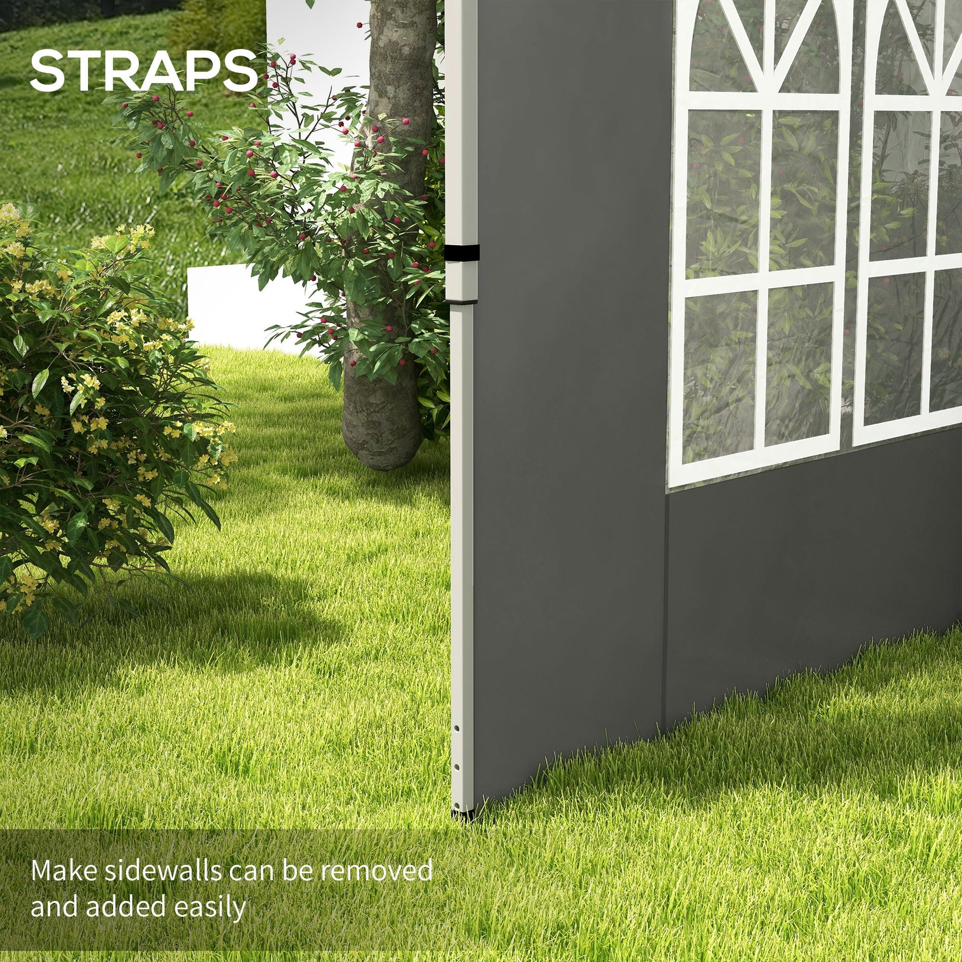 Gazebo Side Panels with Window for 3x3(m) Pop Up Gazebo, 2 Pack Sides Replacement, Dark Grey