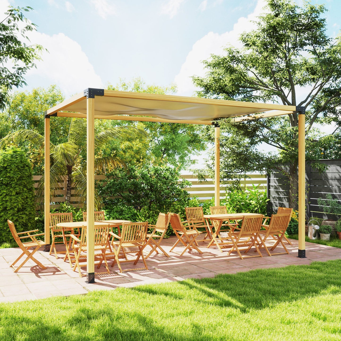 Pergola Kit, DIY Pergola Brackets with 3-Way Pergola Corner Brackets and Post Base for 4" x 4" (Actual 3.6" x 3.6") Lumber, 8 PCS Includes Screws