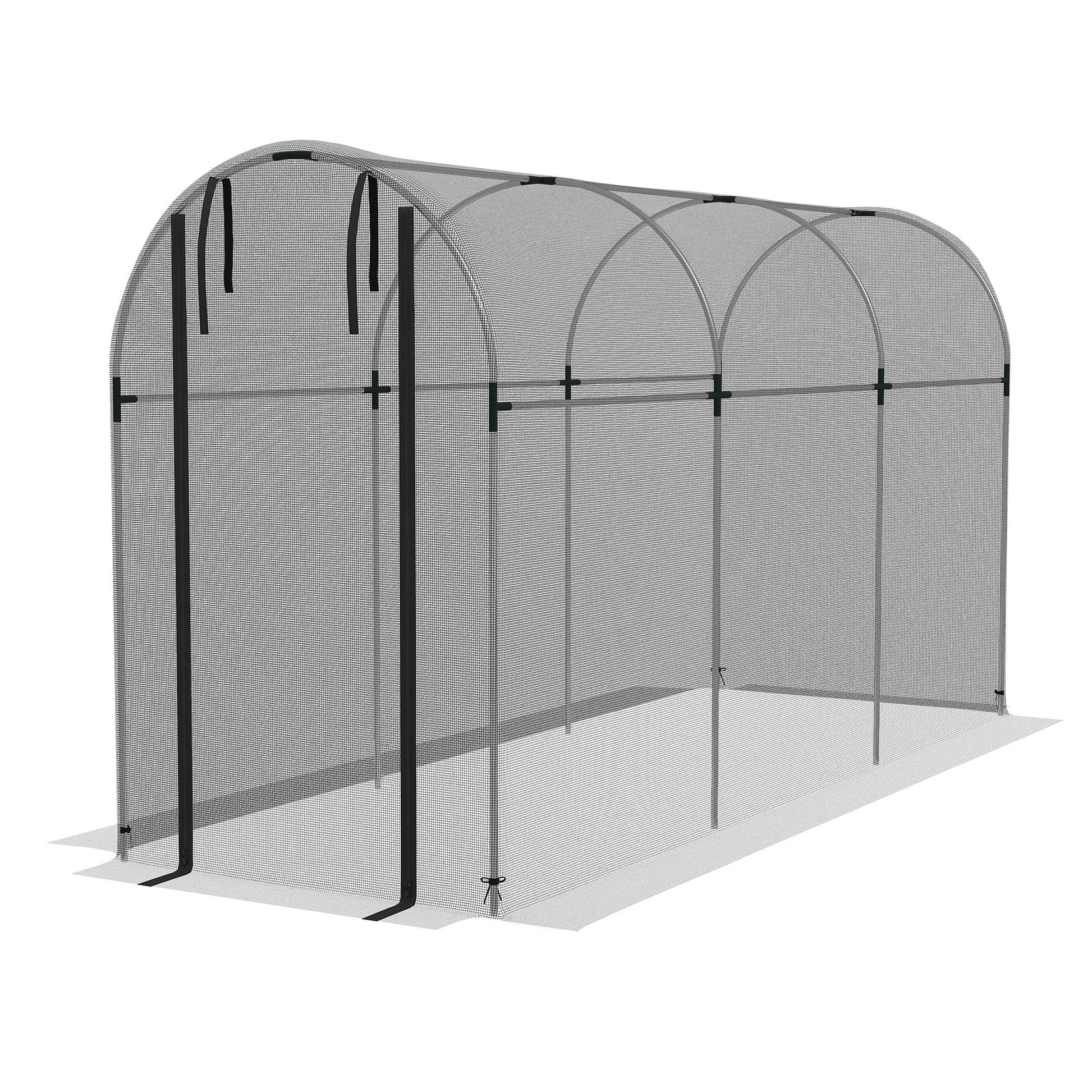 Fruit Cage Bird Netting, Heavy Duty Fruit and Vegetable Protection Tent with Zipped Door, Anti Bird, Insects, Small Animals, 1.2 x 3.6 x 1.9m, Black