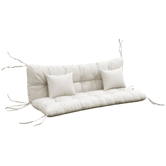Outdoor Seat Cushions Back Cushion with 2 Pillows, Water Repellent Seat Pads for 3-Seater Chair, Swing, Sofa, CUSHIONS ONLY, NO SWING, White