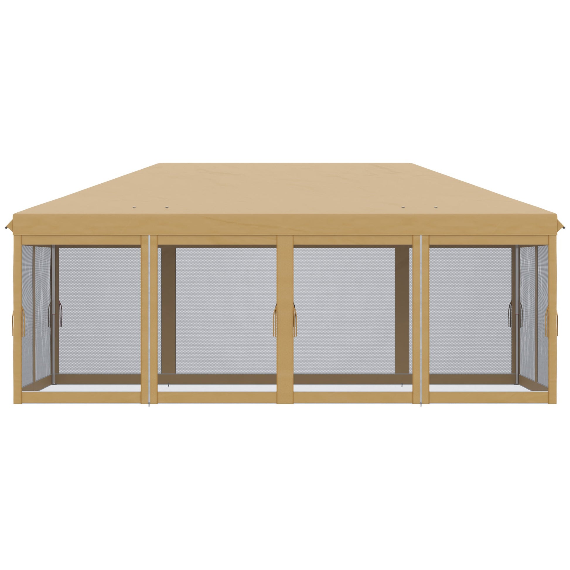 3 x 6m Pop Up Gazebo, Outdoor Canopy Shelter, Marquee Party Wedding Tent with 6 Mesh Walls and Carry Bag, Beige