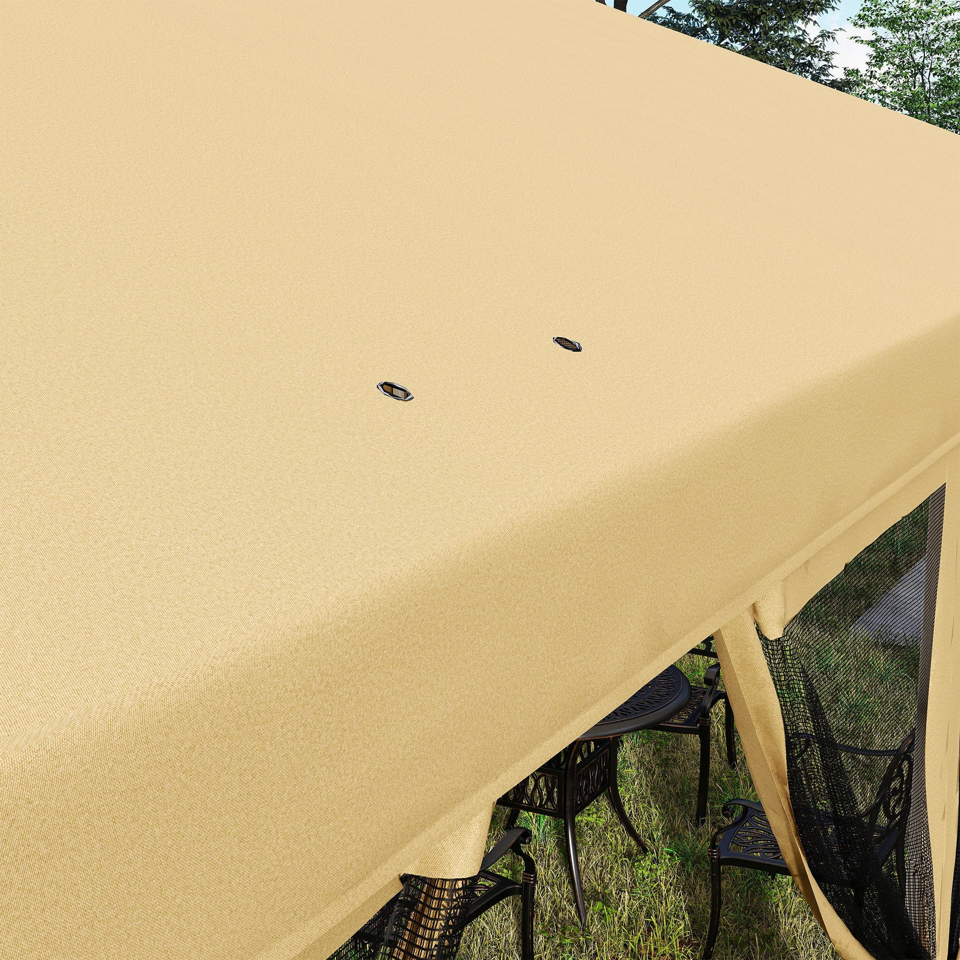 3 x 6m Pop Up Gazebo, Outdoor Canopy Shelter, Marquee Party Wedding Tent with 6 Mesh Walls and Carry Bag, Beige