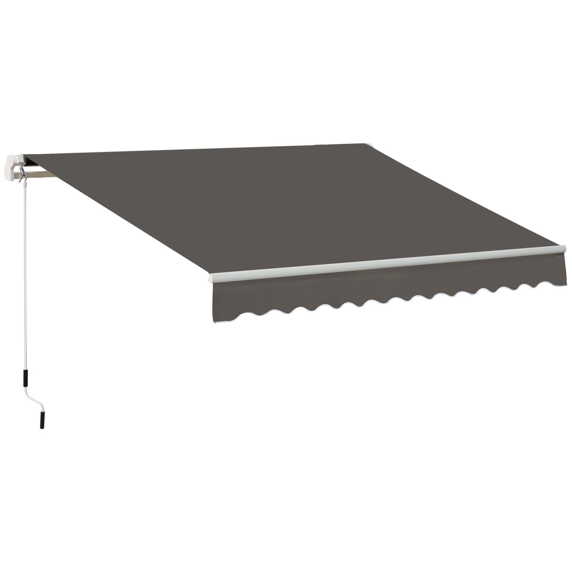 3 x 2m Manual Window Awning Canopy Garden Outdoor Shelter Patio Sun Shade UV Blocker Light Weight Aluminium Frame w/ Hand Crank Grey