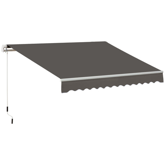 3 x 2m Manual Window Awning Canopy Garden Outdoor Shelter Patio Sun Shade UV Blocker Light Weight Aluminium Frame w/ Hand Crank Grey