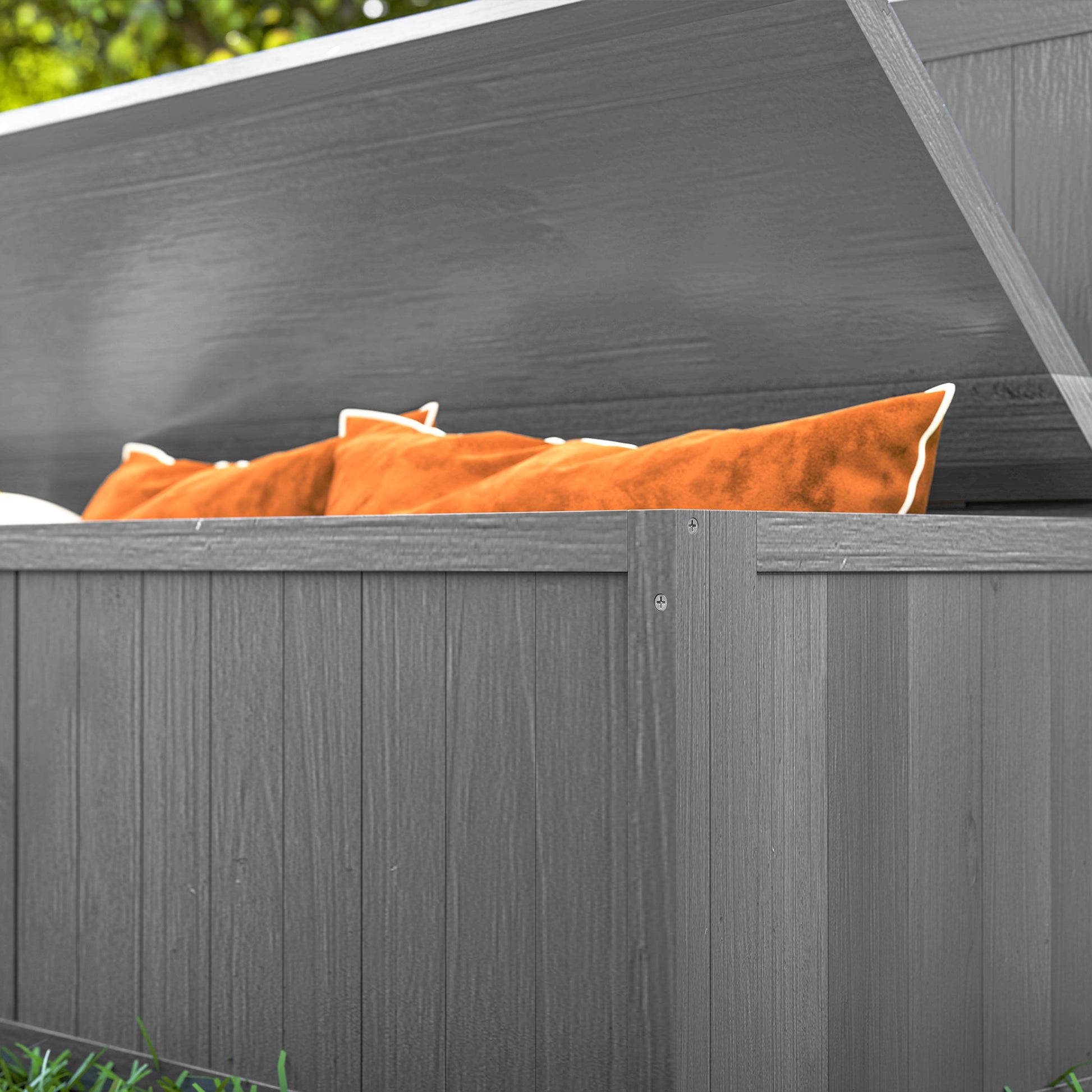 Garden Arch Wood Bench Outdoor Storage Box Garden Furniture Chair 115L x 45W x 75Hcm, Grey