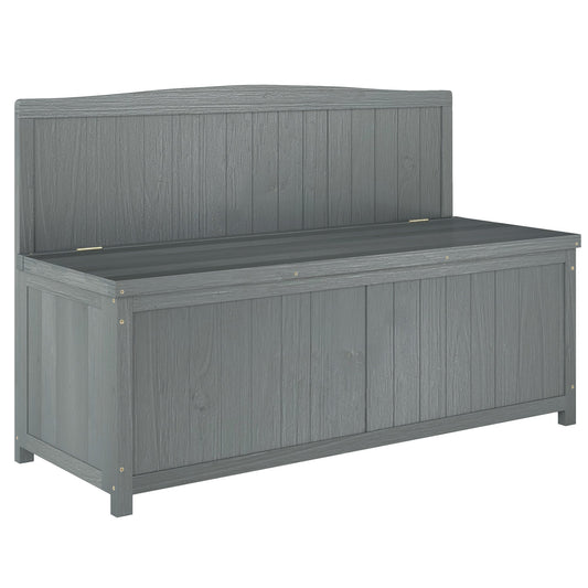 Garden Arch Wood Bench Outdoor Storage Box Garden Furniture Chair 115L x 45W x 75Hcm, Grey