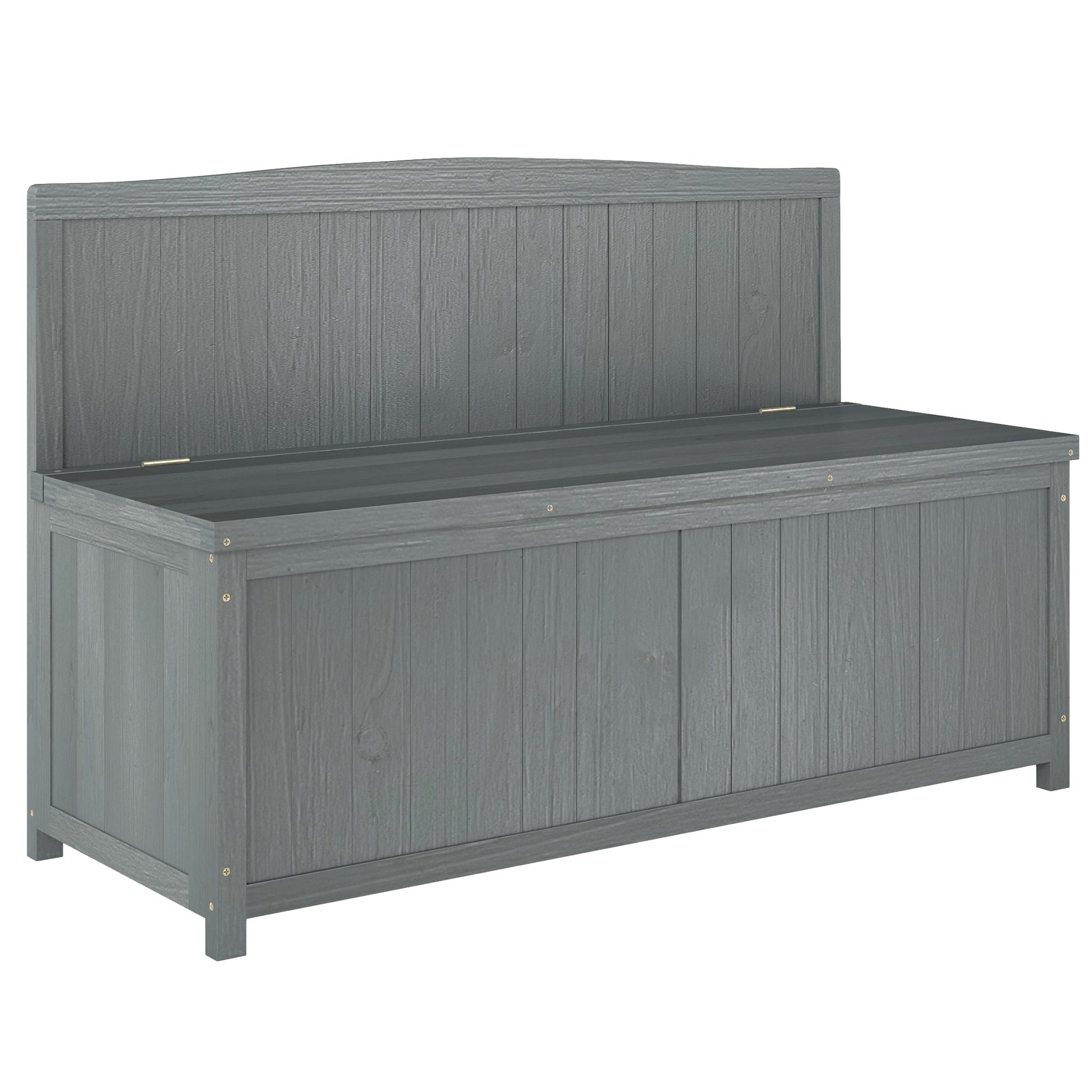 Garden Arch Wood Bench Outdoor Storage Box Garden Furniture Chair 115L x 45W x 75Hcm, Grey
