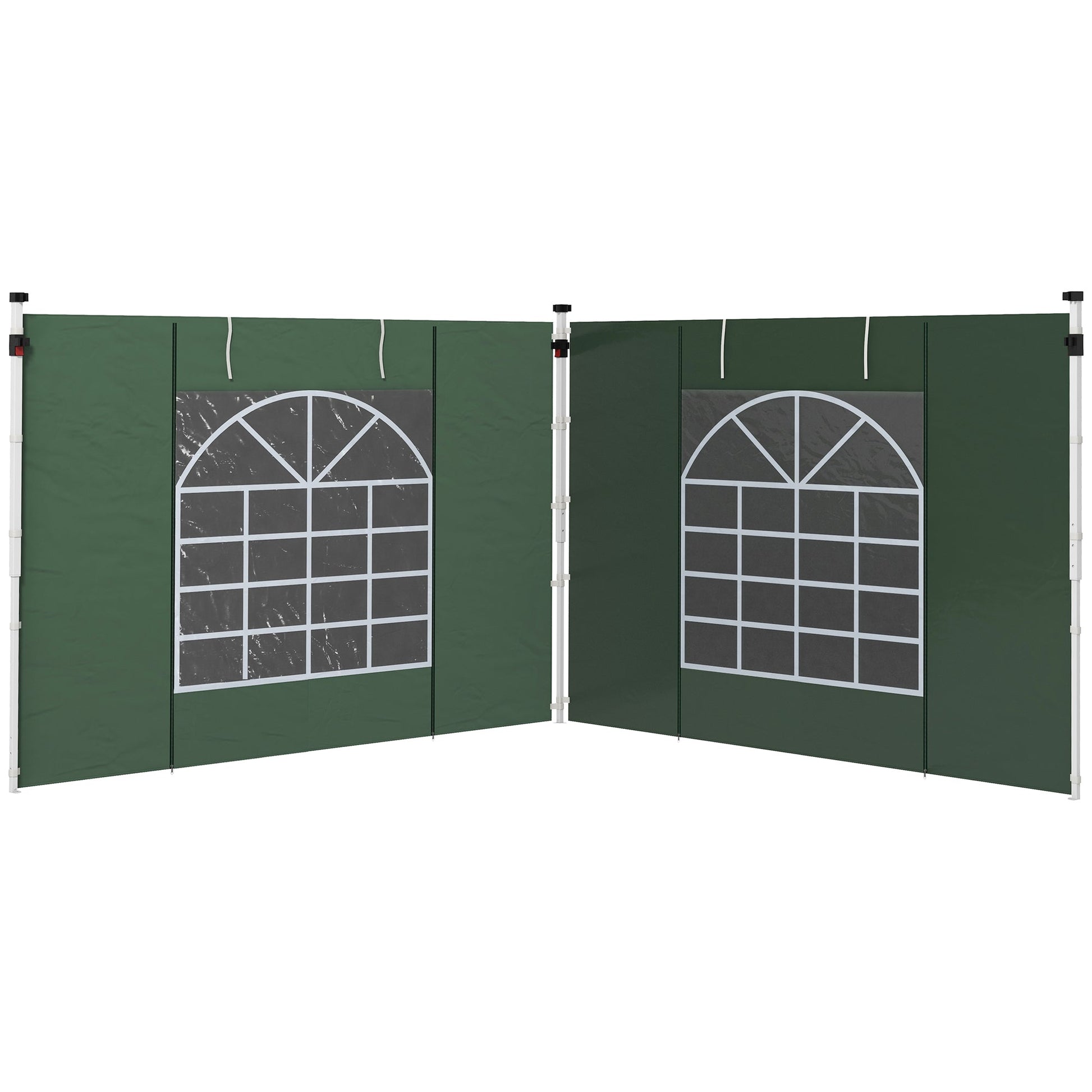 Gazebo Side Panels with Windows and Doors, for 3x3(m) or 3x6m Pop Up Gazebo, 2 Pack Sides Replacement, Green