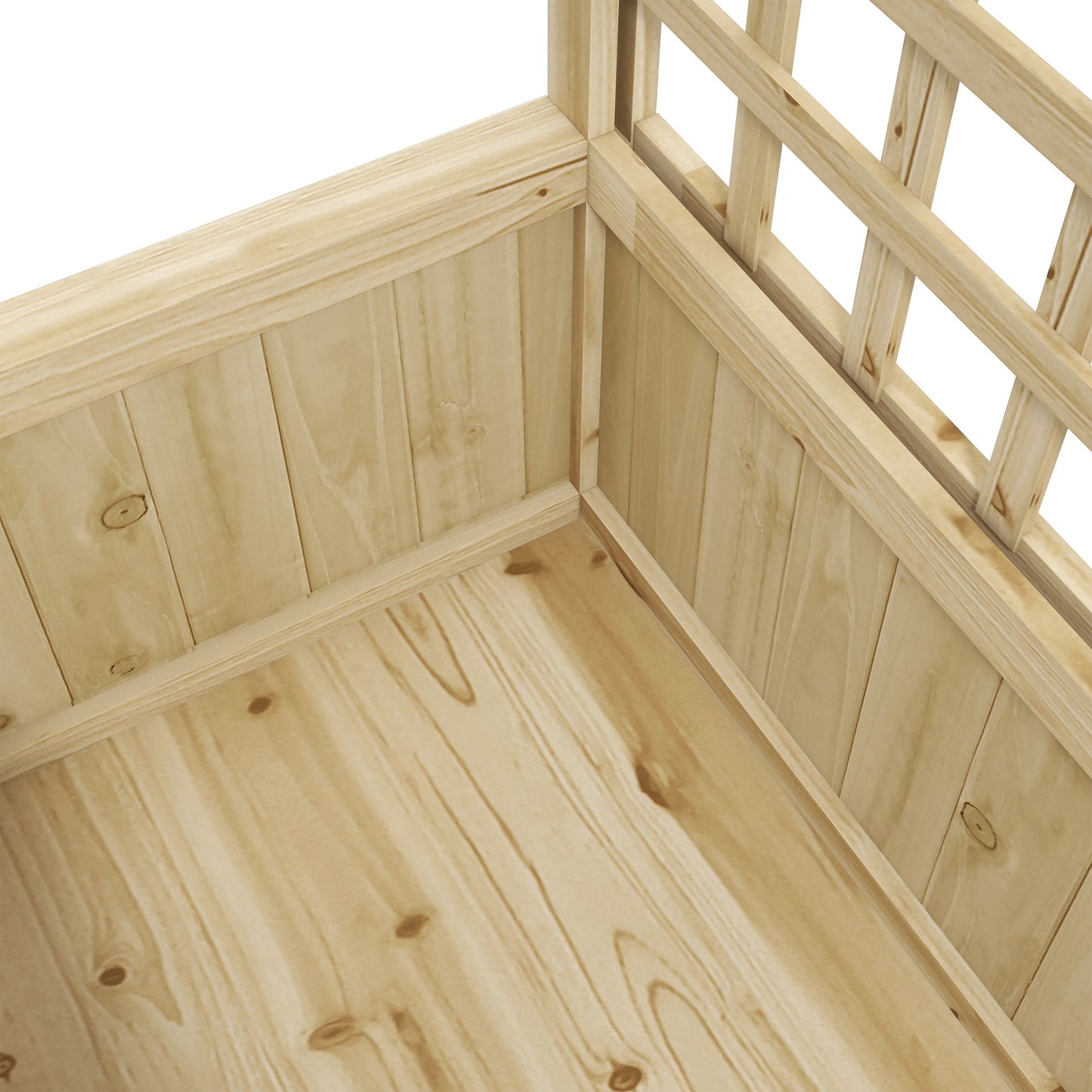 Wood Planter with Trellis for Climbing Plants, Raised Bed, Planter Box with Drainage Holes to Grow Vegetables, Herbs and Flowers for Garden, Patio, Yard, Natural Wood Finish