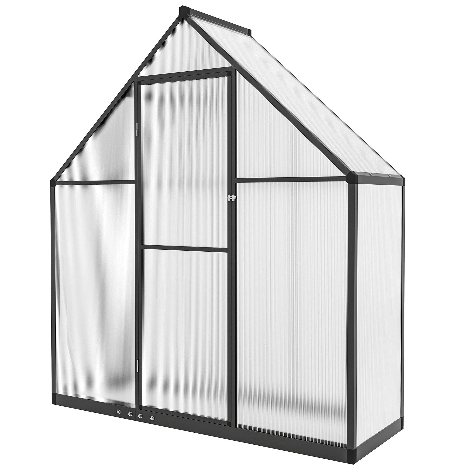 5.5 x 6.5ft Polycarbonate Greenhouse with Swing Door and Adjustable Window, Walk-in Greenhouse Aluminium Garden Green House for Patio Garden Backyard, Black