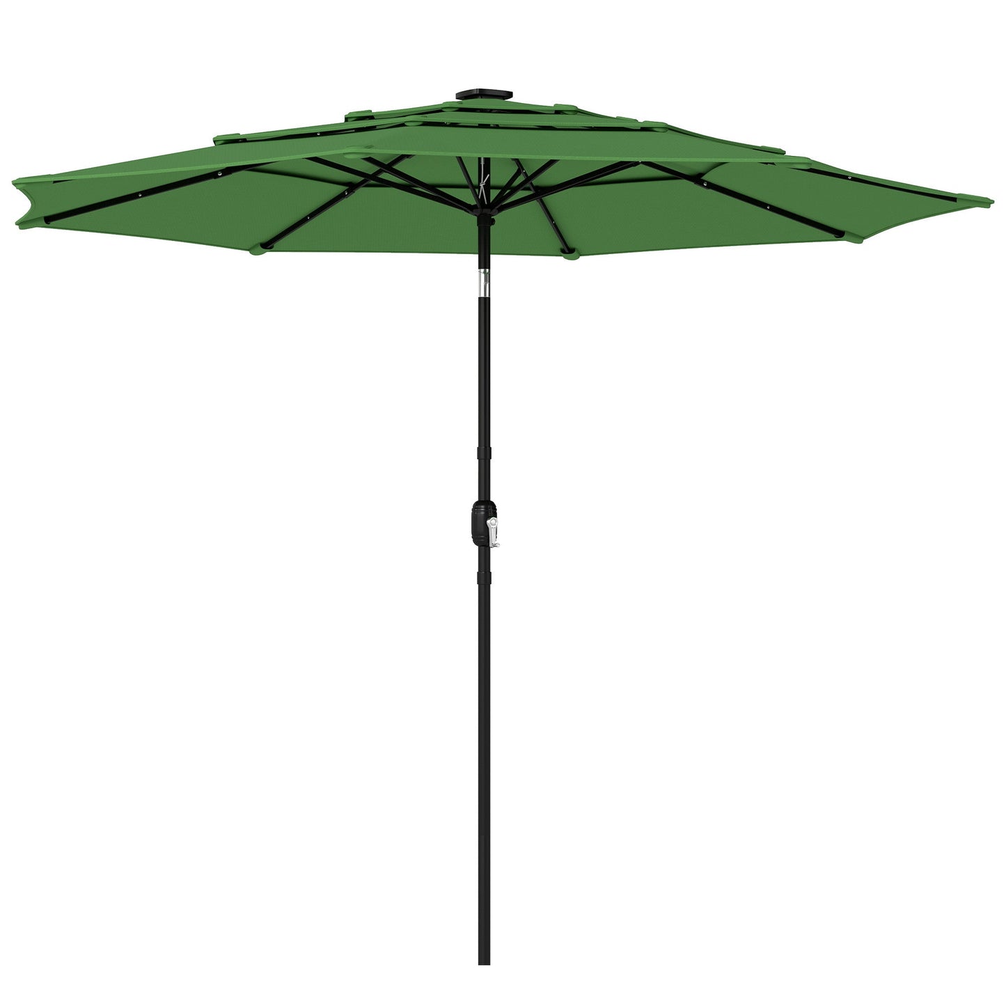 3 m Garden Parasol, Parasol Umbrella with 3-tier Roof, Crank Handle, Tilt Function, Polyester Canopy, Outdoor Table Umbrella for Patio, Garden, Green