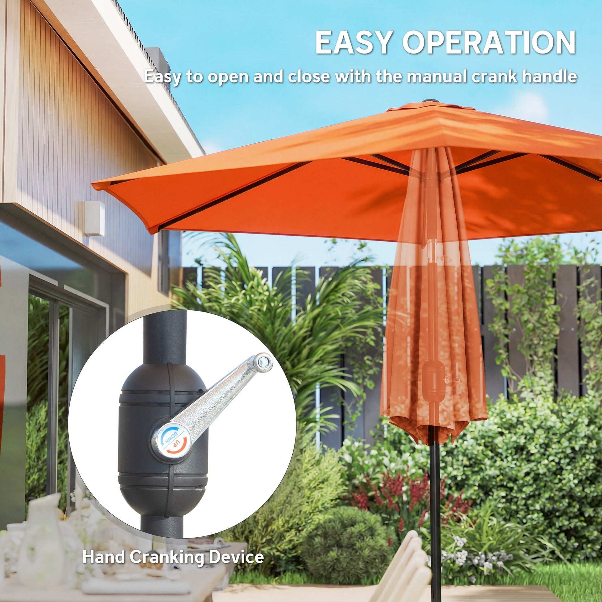 2.6 m Garden Parasol Umbrella with Aluminium Pole, Outdoor Table Market Patio Umbrella Sun Shade with Tilt and Crank, Vent, Orange