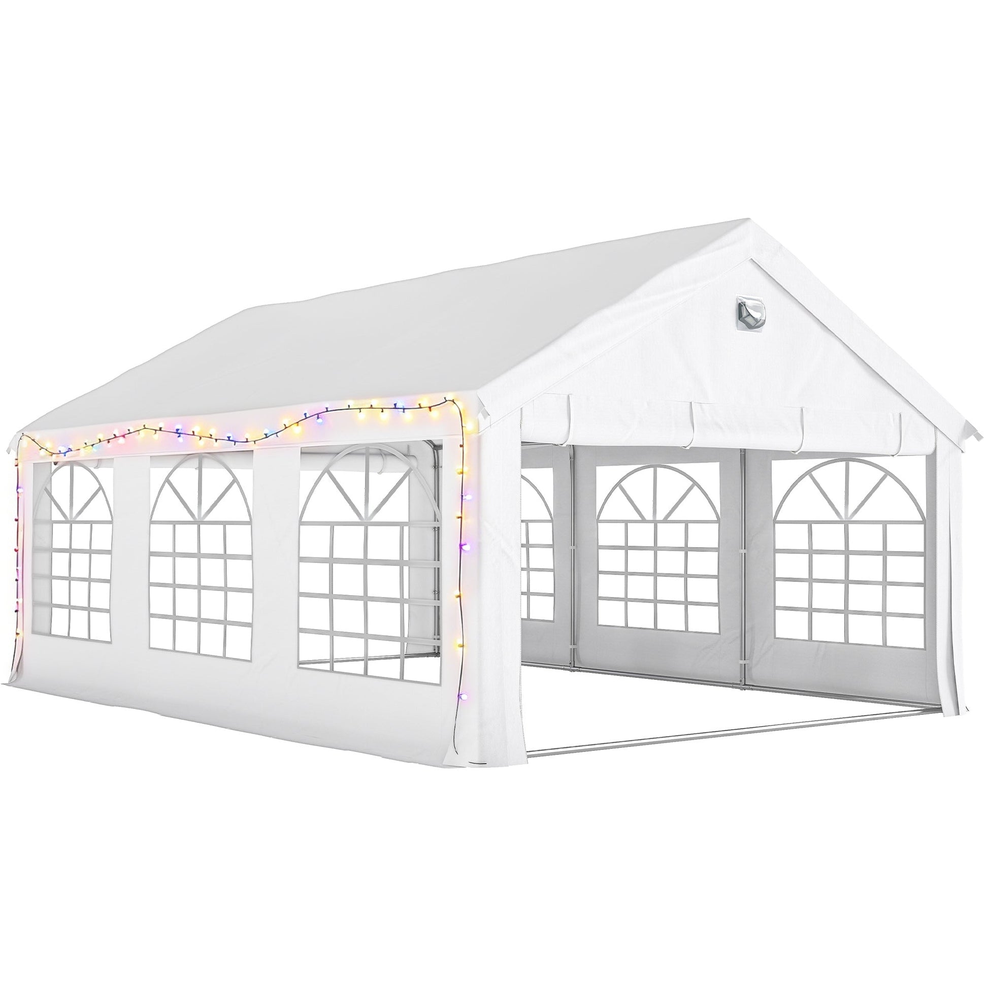 4 x 6 m Gazebo with sides, Outdoor Marquee Party Tent with 4 Removable Sidewalls for Wedding, Events, White