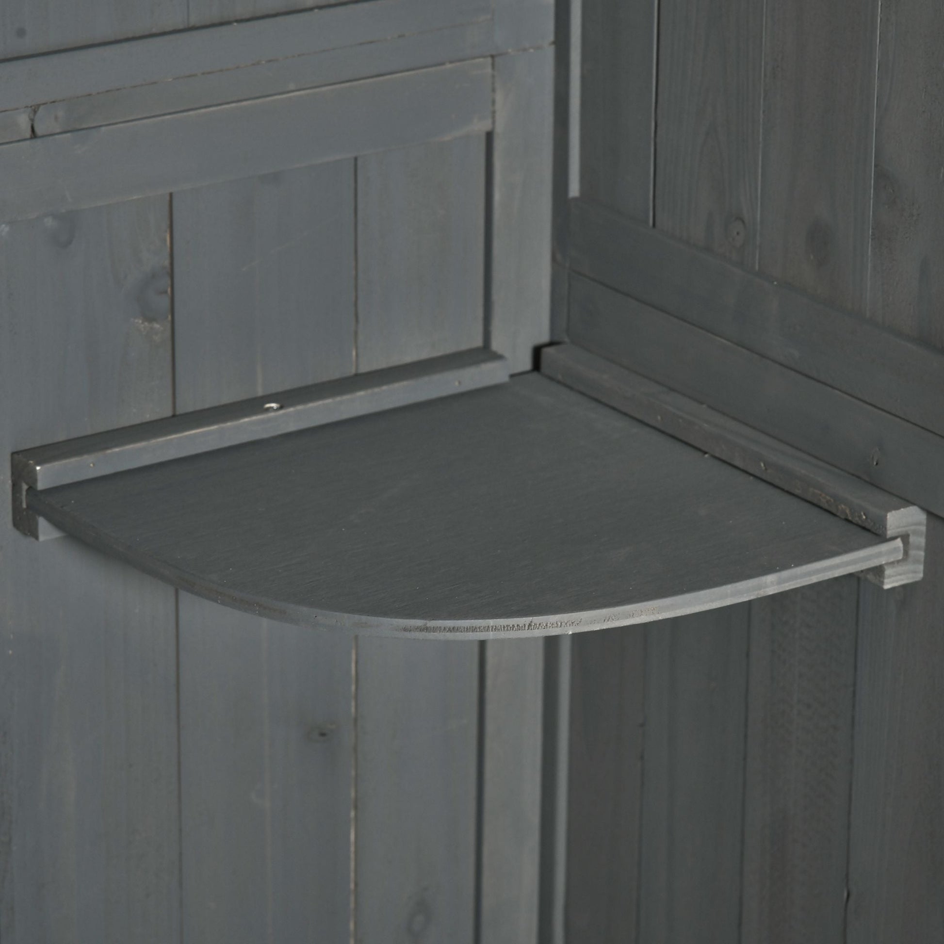 Wooden Garden Shed, Utility Outdoor Small Shed with Lockable Double Doors, Shelves and Roof Hatch, Grey