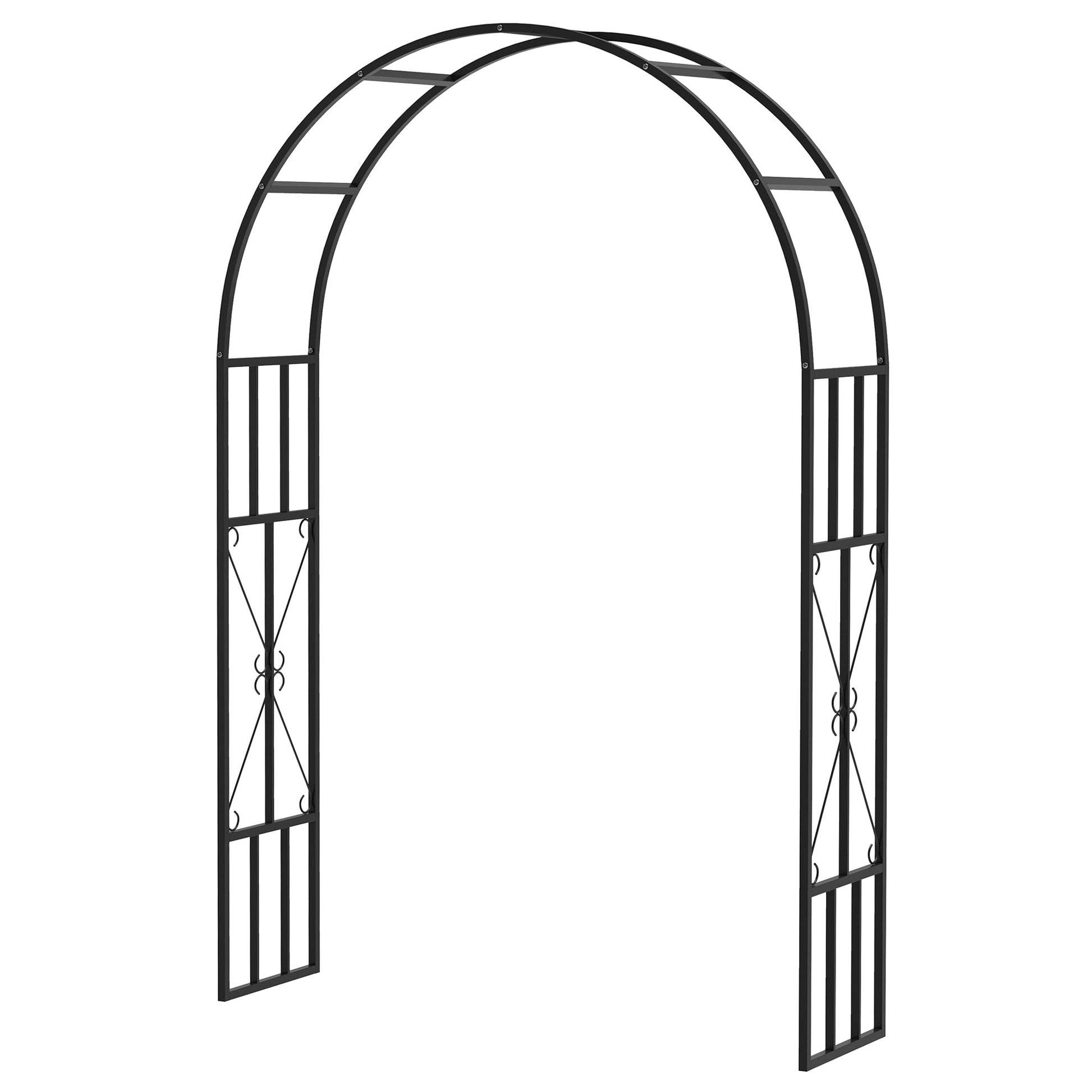 Steel Garden Arch, 2.2m High x 1.5m Wide Metal Garden Trellis for Climbing Plants Roses Wisteria Vines, Outdoor Wedding Arch for Bridal Party Ceremony Decoration, Black