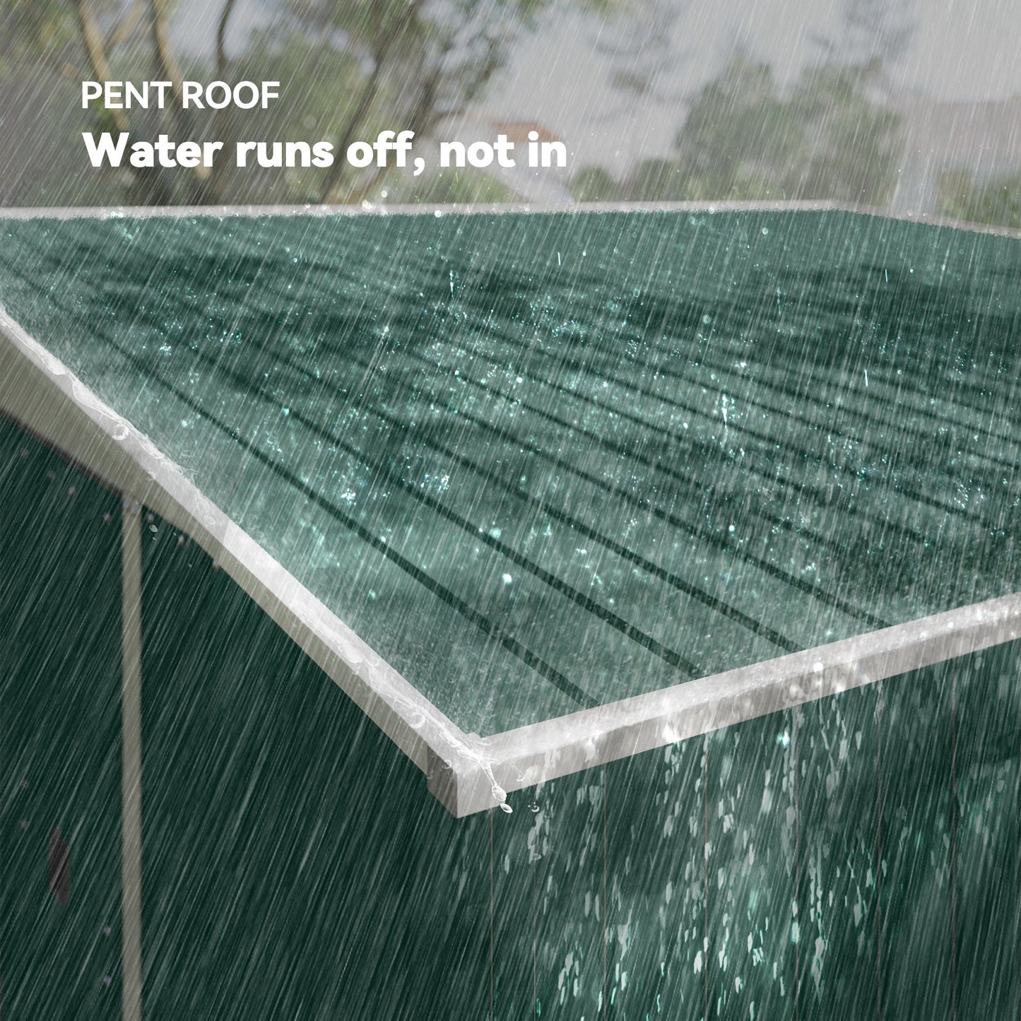 11.3 x 9.2ft Lean to Metal Garden Shed, Outdoor Galvanised Tool Storage House with Double Sliding Doors and 2 Air Vents, Green