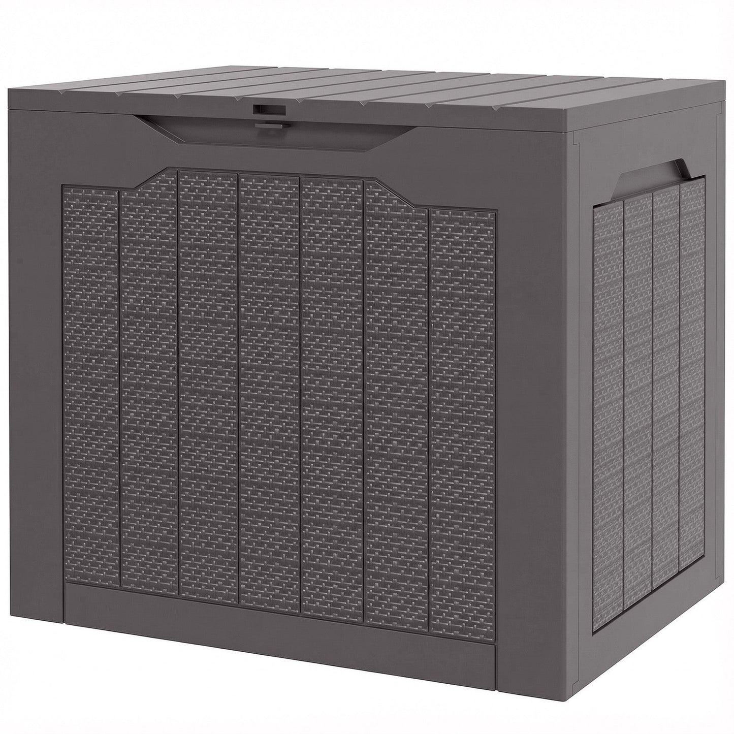 93L Plastic Garden Storage Box, Outdoor Storage Box with Handles, Waterproof Outdoor Storage Container for Garden Tools and Accessories, Brown
