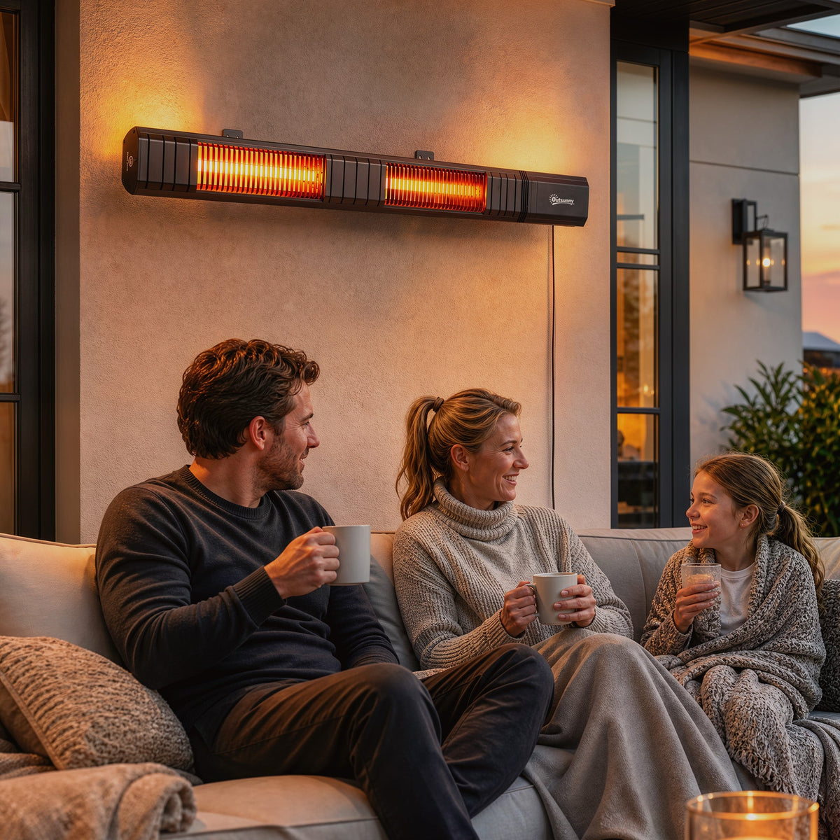 3000 W Electric Infrared Patio Heater, Wall Mounted IP65 Waterproof Outdoor Garden Heater with 9 Heat Settings, 24H Timer, Touch/Remote Control, LED Display for Indoor & Outdoor, Black