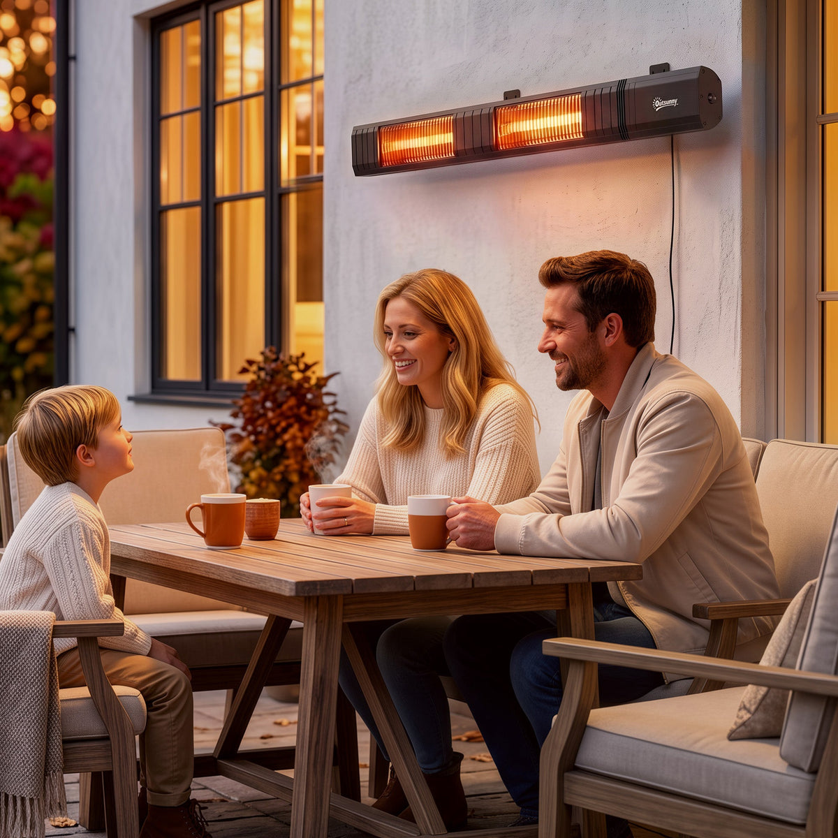 3000 W Electric Infrared Patio Heater, Wall Mounted IP65 Waterproof Outdoor Garden Heater with 9 Heat Settings, 24H Timer, Touch/Remote Control, LED Display for Indoor & Outdoor, Black