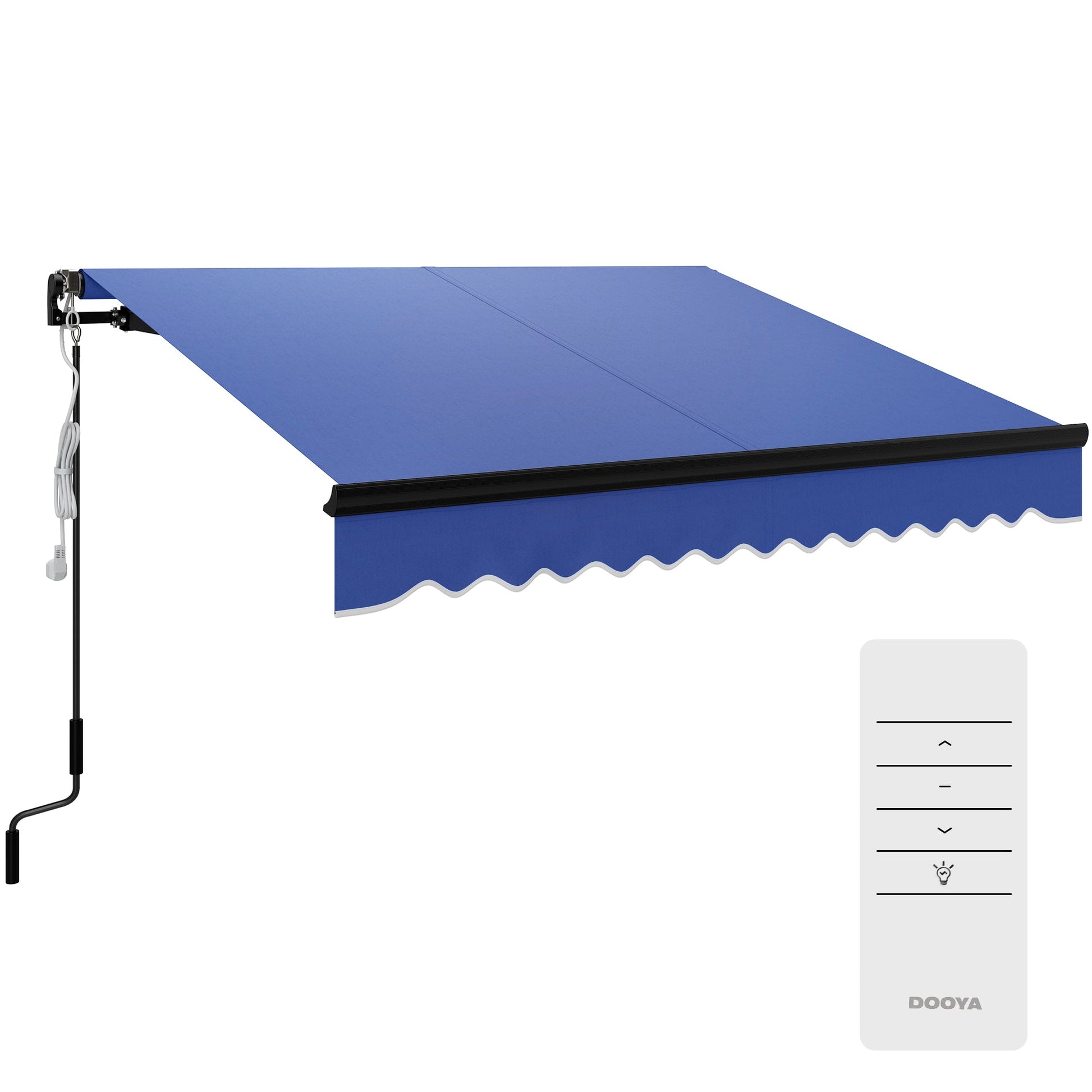 2.5 x 2m Electric Awning with LED Light and Remote Controller, Aluminium Frame DIY Retractable Awning, UV50+ Sun Shade Canopy for Garden Patio Deck Door Window, Blue
