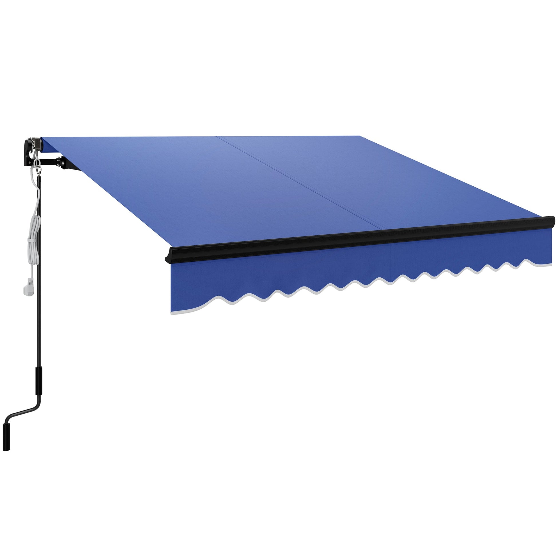 2.5 x 2m Electric Awning with LED Light and Remote Controller, Aluminium Frame DIY Retractable Awning, UV50+ Sun Shade Canopy for Garden Patio Deck Door Window, Blue