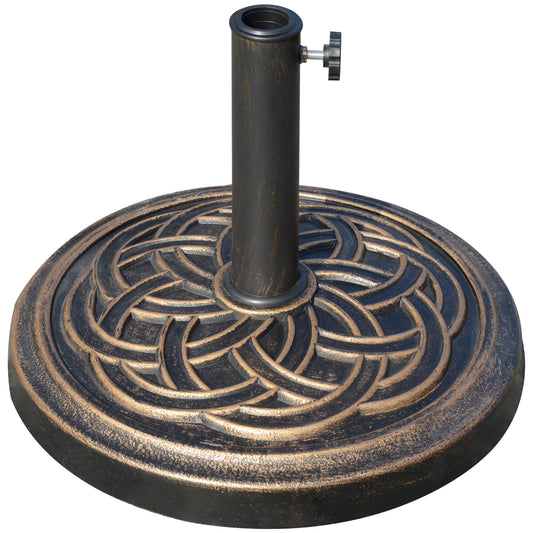 11.5kg Garden Parasol Base, Round Heavy Duty Umbrella Stand Holder, Resin Parasol Stand for 38mm or 48mm Outdoor Umbrella Poles, Bronze Tone