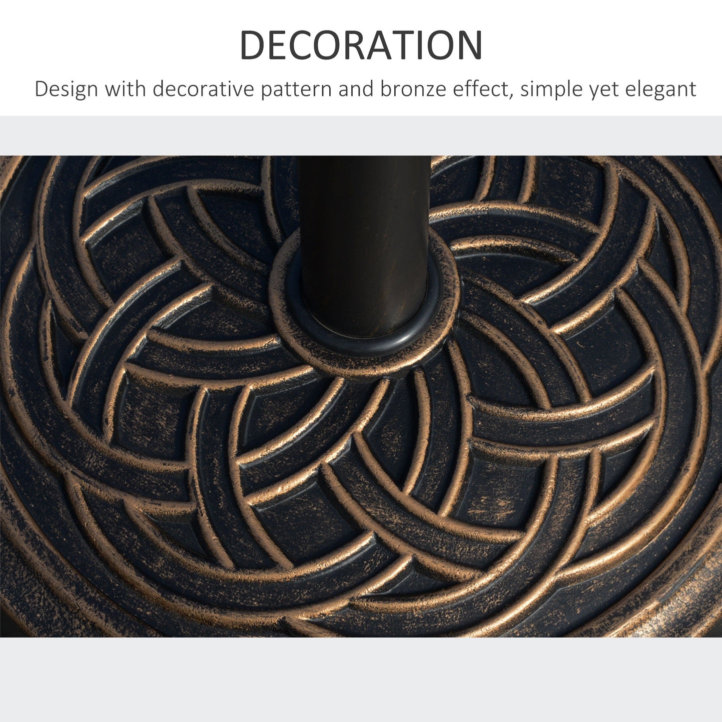 11.5kg Garden Parasol Base, Round Heavy Duty Umbrella Stand Holder, Resin Parasol Stand for 38mm or 48mm Outdoor Umbrella Poles, Bronze Tone