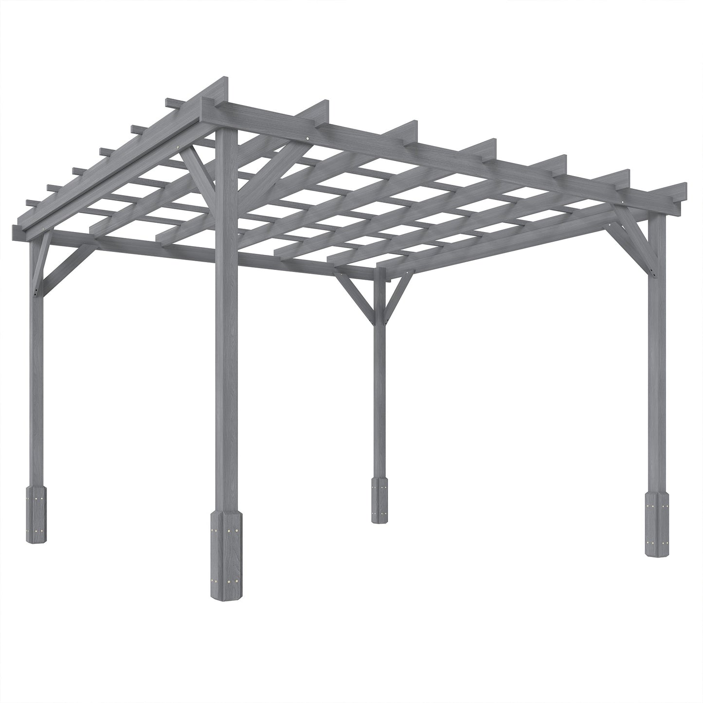 3 x 3 m Wooden Pergola Kit, Decorative Garden Gazebo Shelter with Stable Structure for Climbing Vines, Flowers, Grey