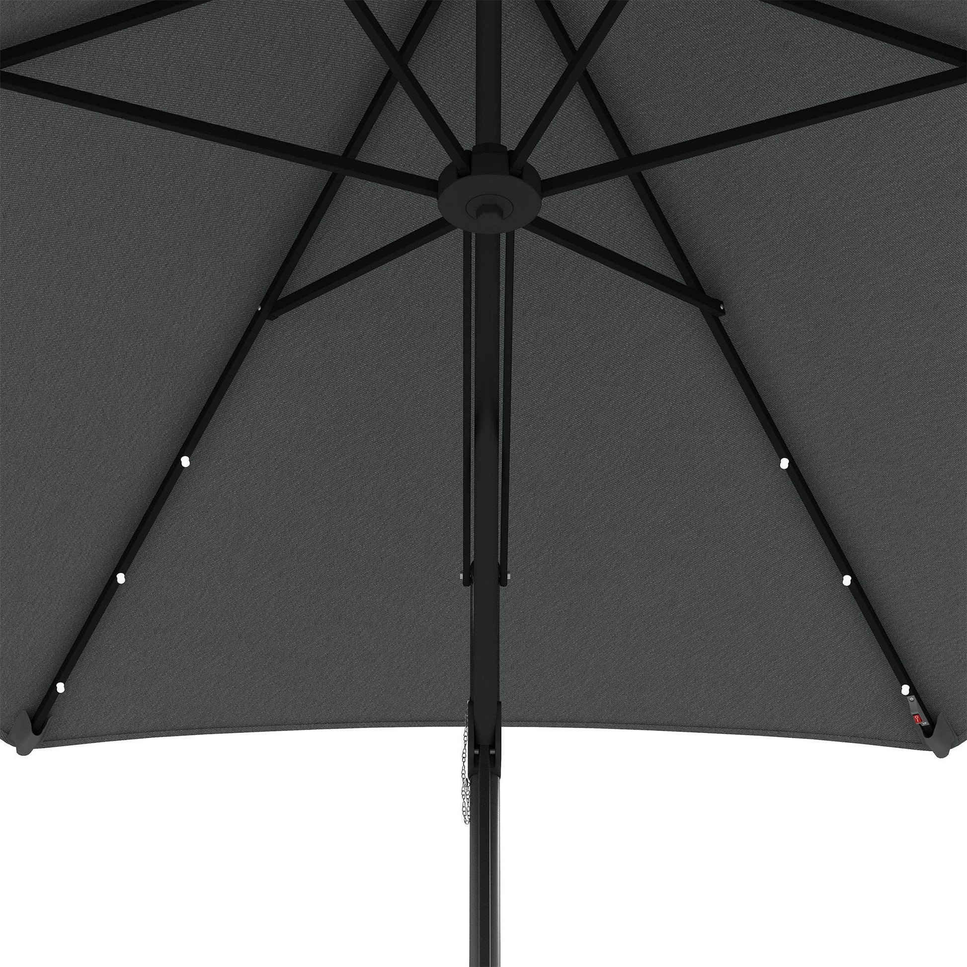 3(m) Cantilever Parasol with Solar LED and Easy Lever, Garden Parasol Umbrella with Cross Base and Waterproof Cover, Outdoor Sun Shades, Dark Grey