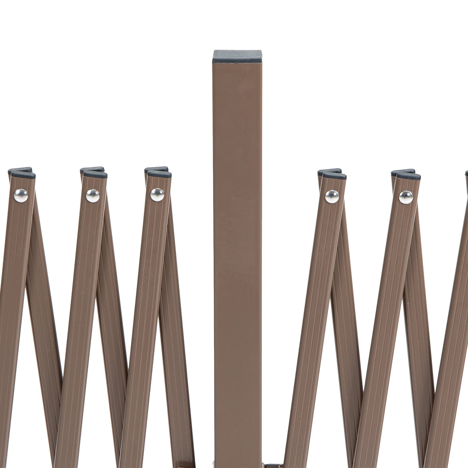 Expanding Fence Panel, Freestanding Aluminium Alloy Trellis Fence with Movable Scissor Grid and Wheel, 52-405cm Foldable Decorative Garden Fence for Patio Pet Safety, Dark Brown