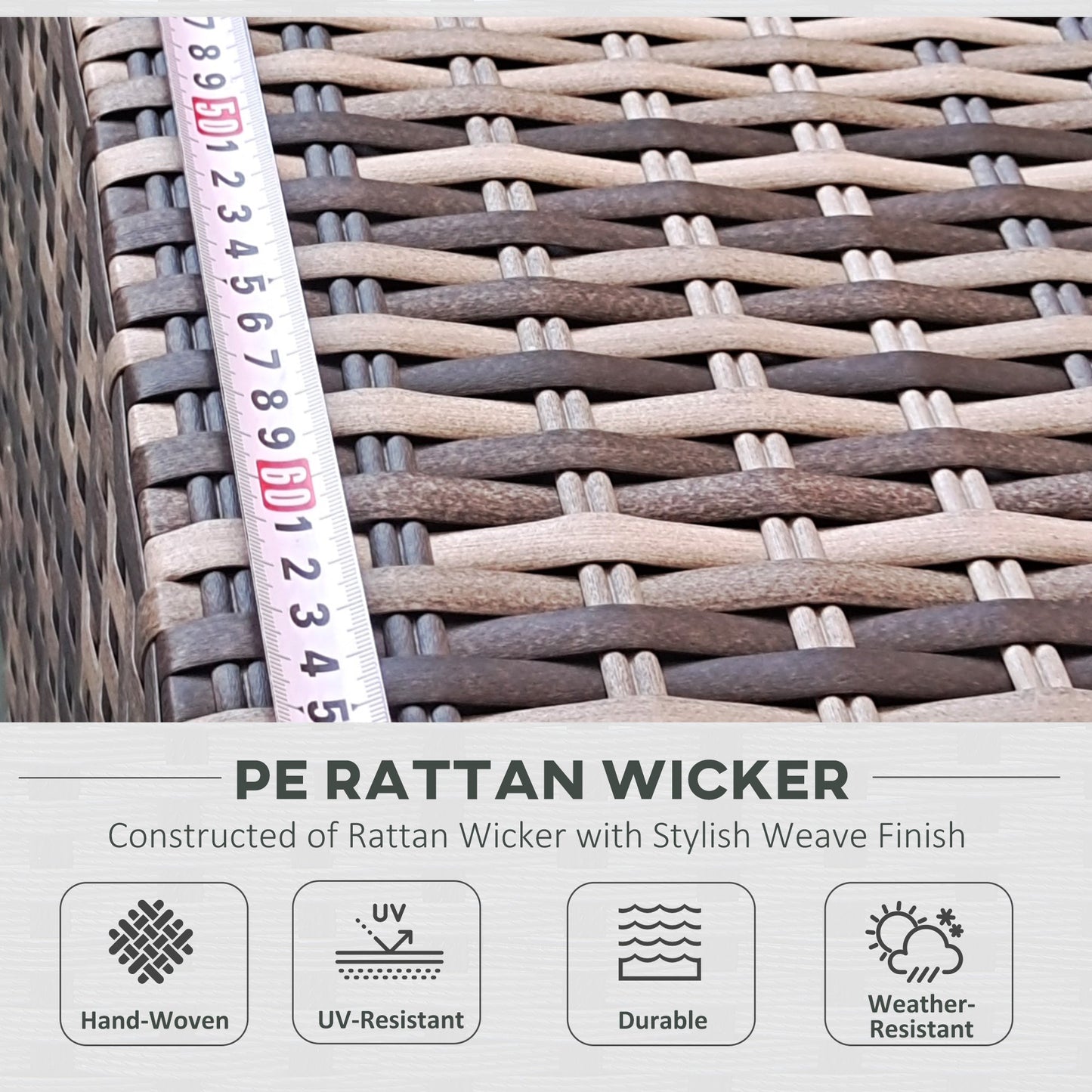 7 Pieces PE Rattan Garden Furniture Set with Thick Padded Cushion, Patio Garden Corner Sofa Sets with Glass Coffee Table and Pillows, Buckle Structure, Grey