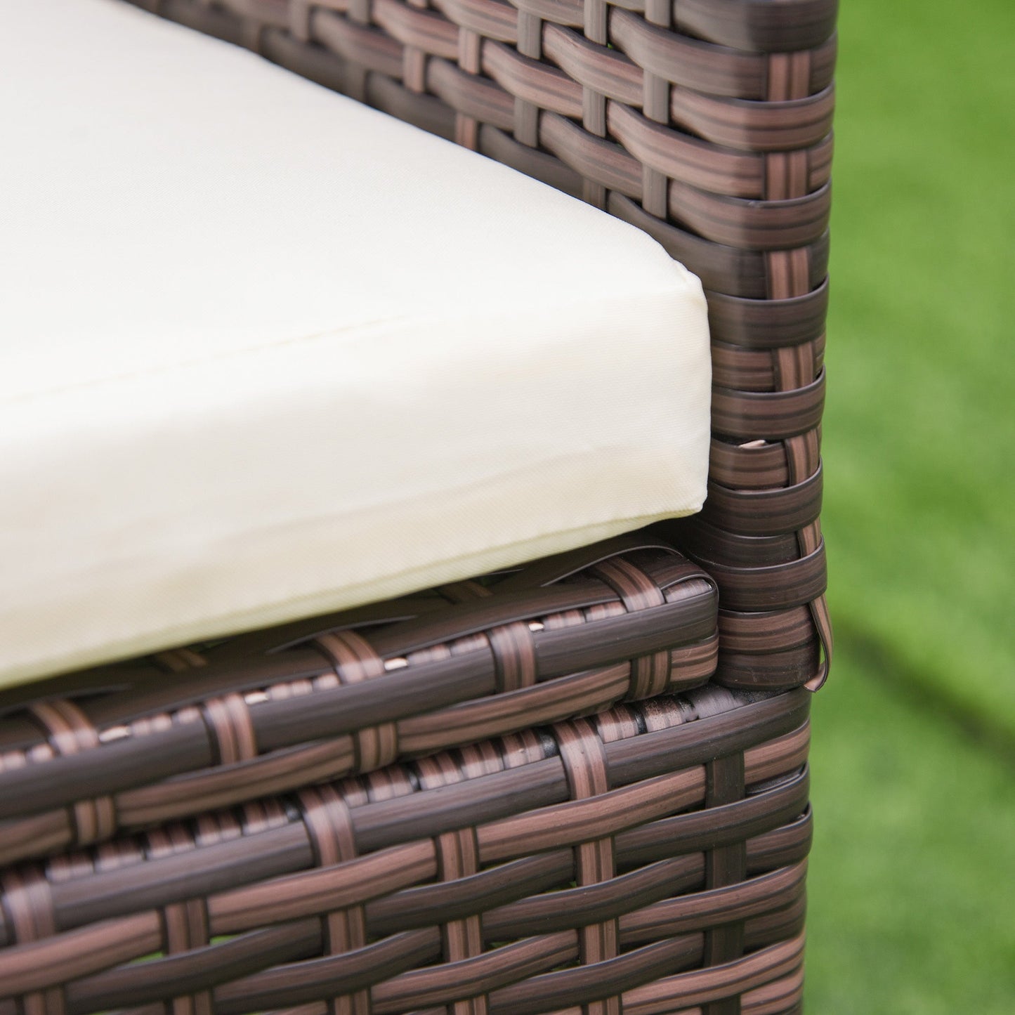 4 Pieces Outdoor PE Rattan Dining Chairs Set with Cushion, Garden Armchair with Armrests, High Backrest, Metal Frame Patio Wicker Furniture, Mixed Brown