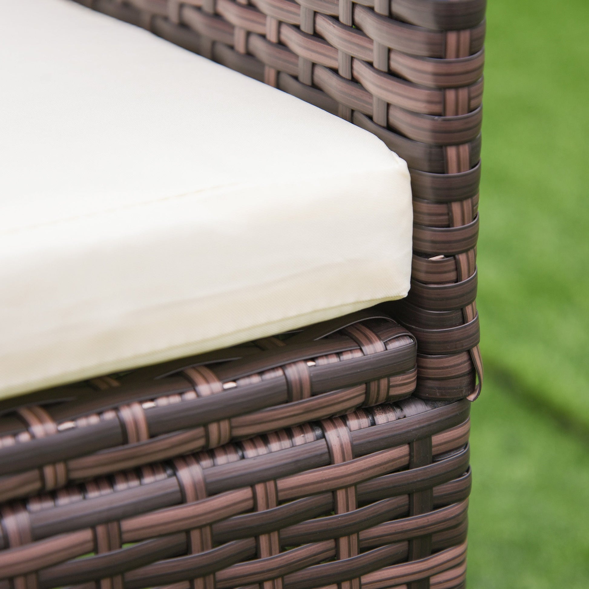 4 Pieces Outdoor PE Rattan Dining Chairs Set with Cushion, Garden Armchair with Armrests, High Backrest, Metal Frame Patio Wicker Furniture, Mixed Brown