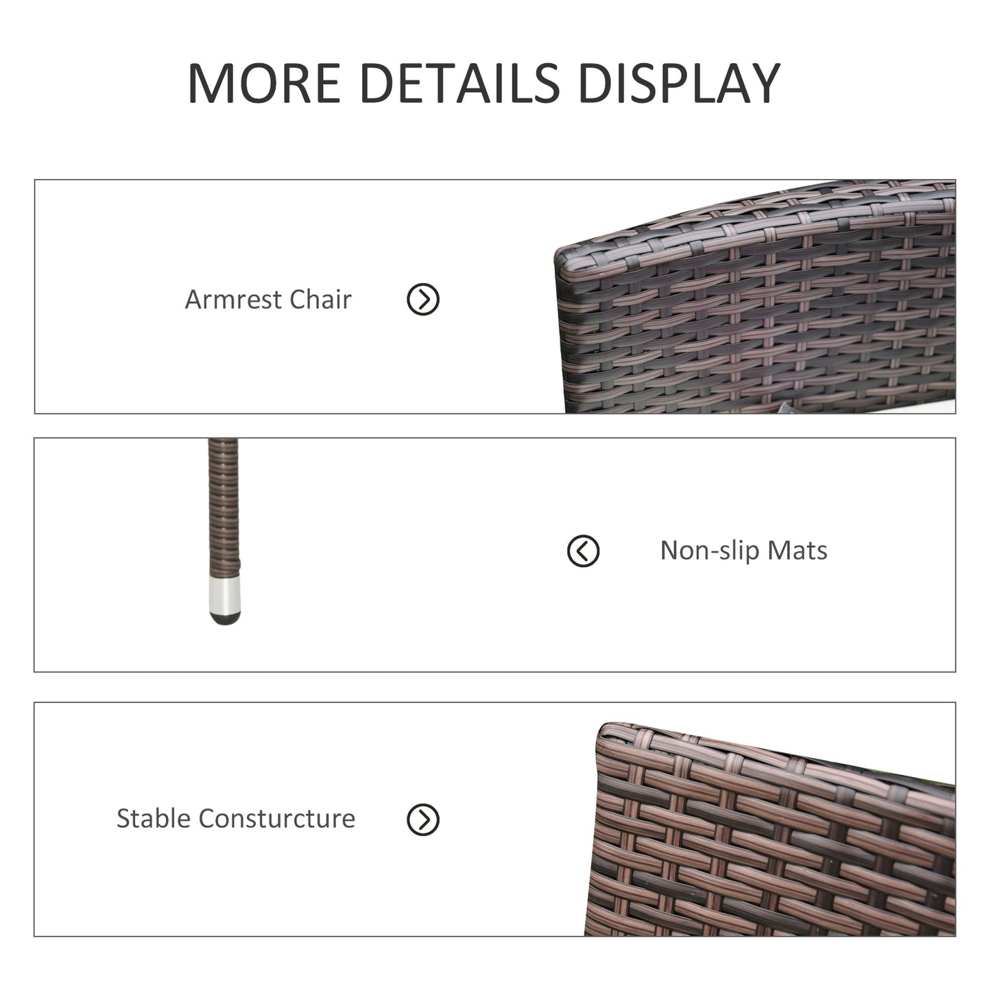 4 Pieces Outdoor PE Rattan Dining Chairs Set with Cushion, Garden Armchair with Armrests, High Backrest, Metal Frame Patio Wicker Furniture, Mixed Brown