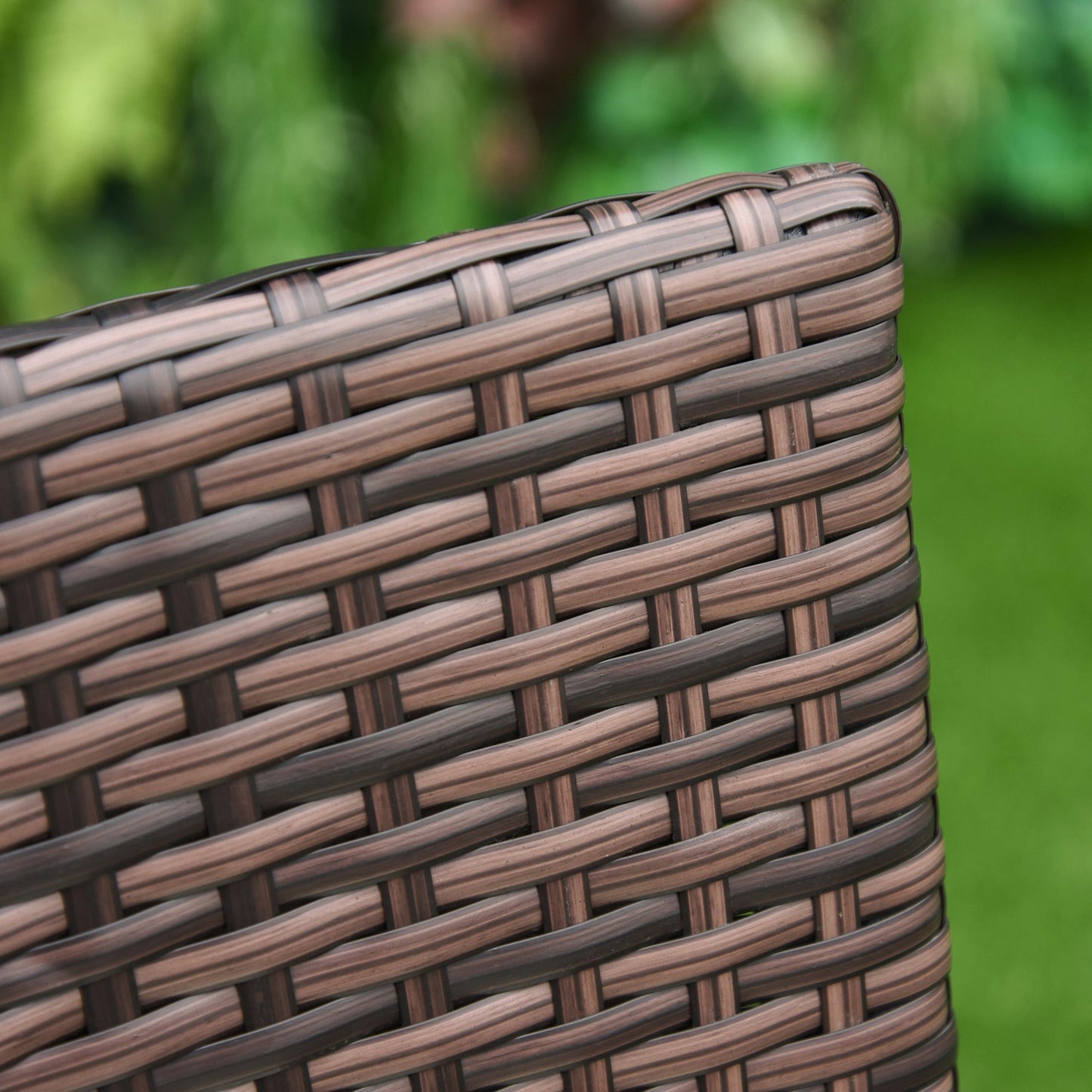 4 Pieces Outdoor PE Rattan Dining Chairs Set with Cushion, Garden Armchair with Armrests, High Backrest, Metal Frame Patio Wicker Furniture, Mixed Brown