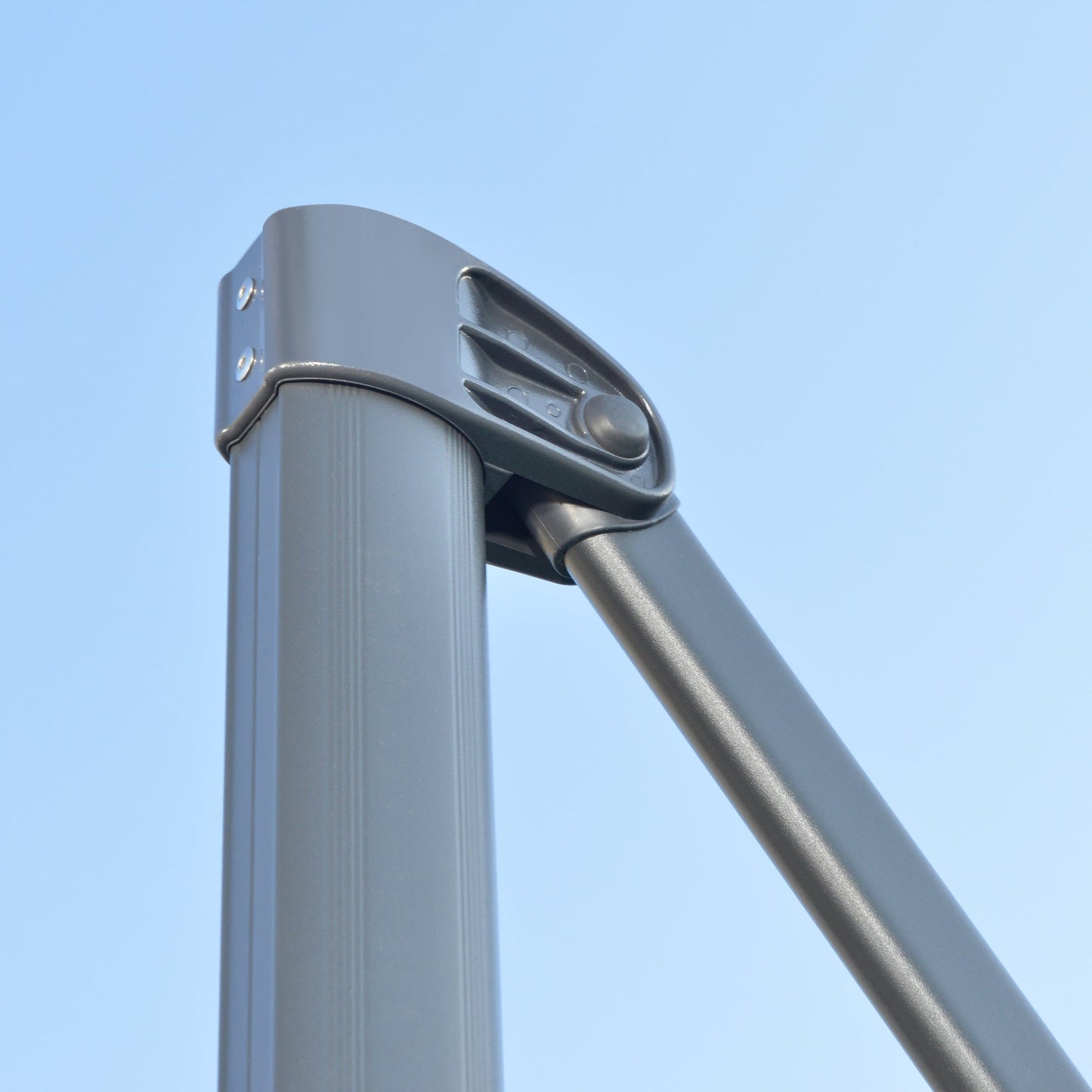 3 x 3(m) Cantilever Parasol with Cross Base, Garden Umbrella with 360° Rotation, Crank Handle and Tilt for Outdoor, Patio, Grey