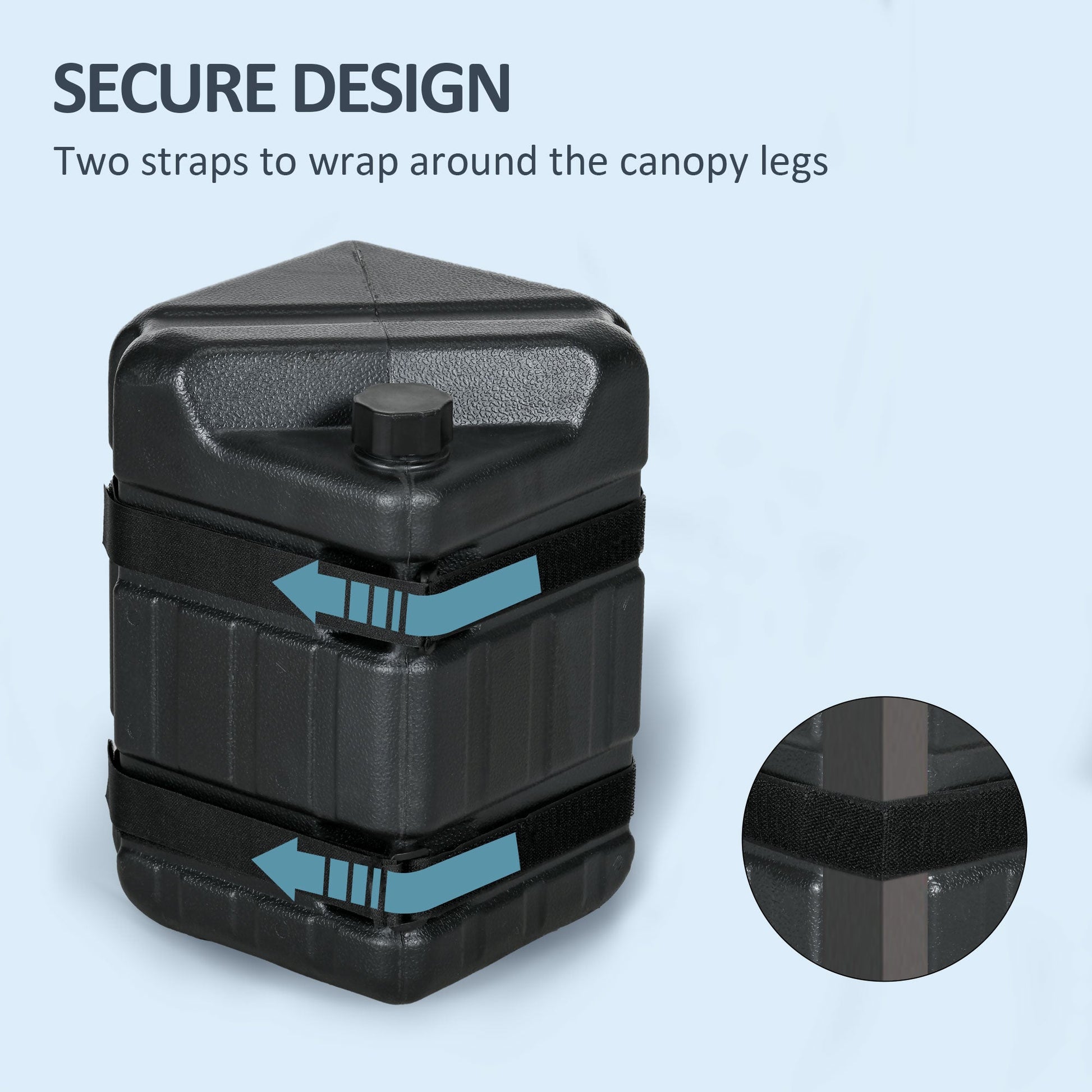 4PCs Gazebo Weights for Pop up Canopy Tent, HDPE Water or Sand Filled Weights for Gazebo Legs, with Built-in Handles and Secure Straps, 52KG