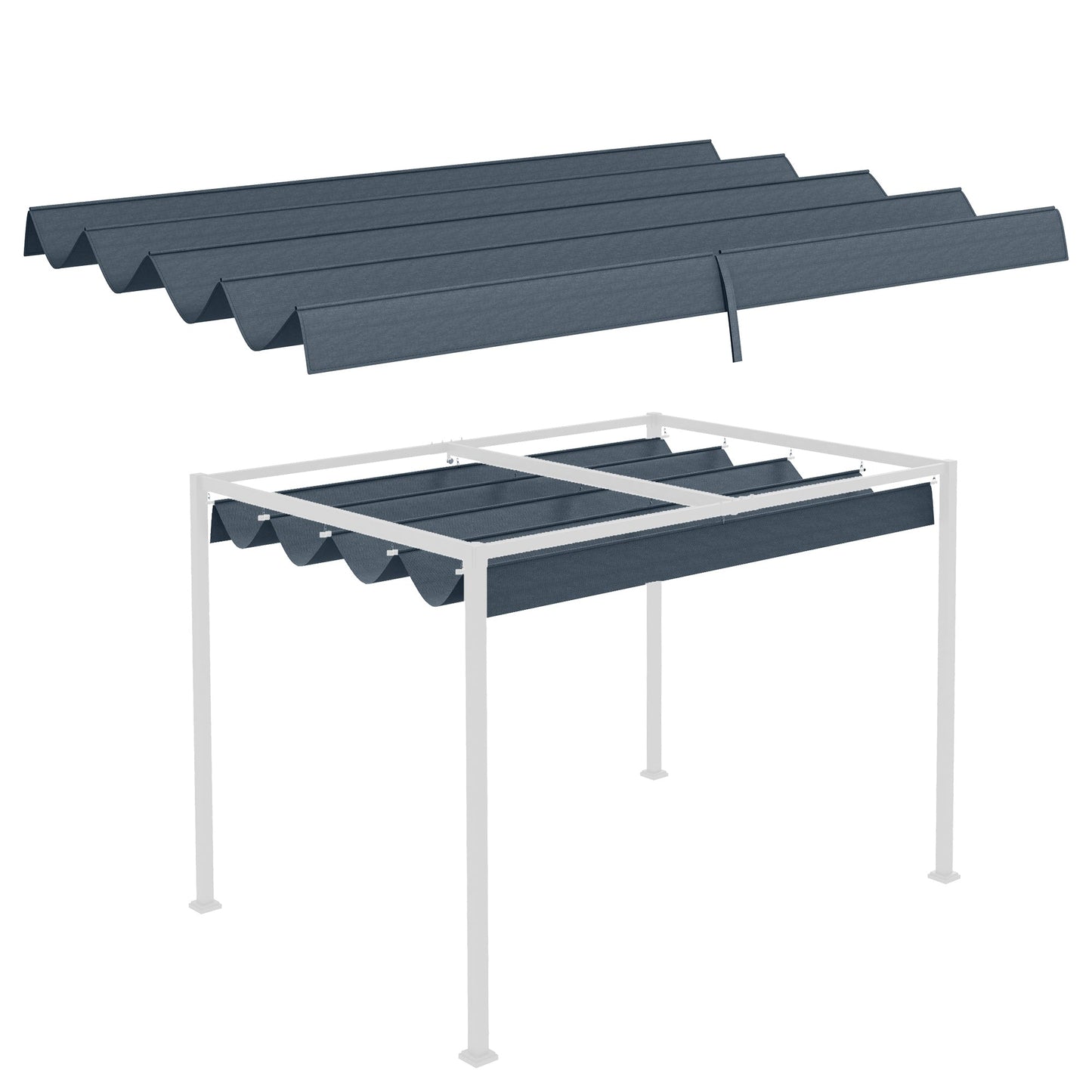 Retractable Pergola Roof, Sun Shade Cover, UV30+ Protected Replacement Canopy Fabric for 2.85 x 2m Pergola, Dark Grey