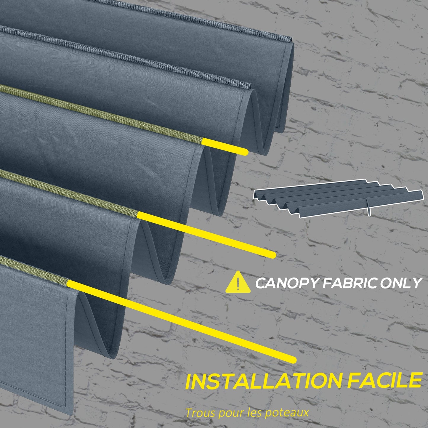 Retractable Pergola Roof, Sun Shade Cover, UV30+ Protected Replacement Canopy Fabric for 2.85 x 2m Pergola, Dark Grey